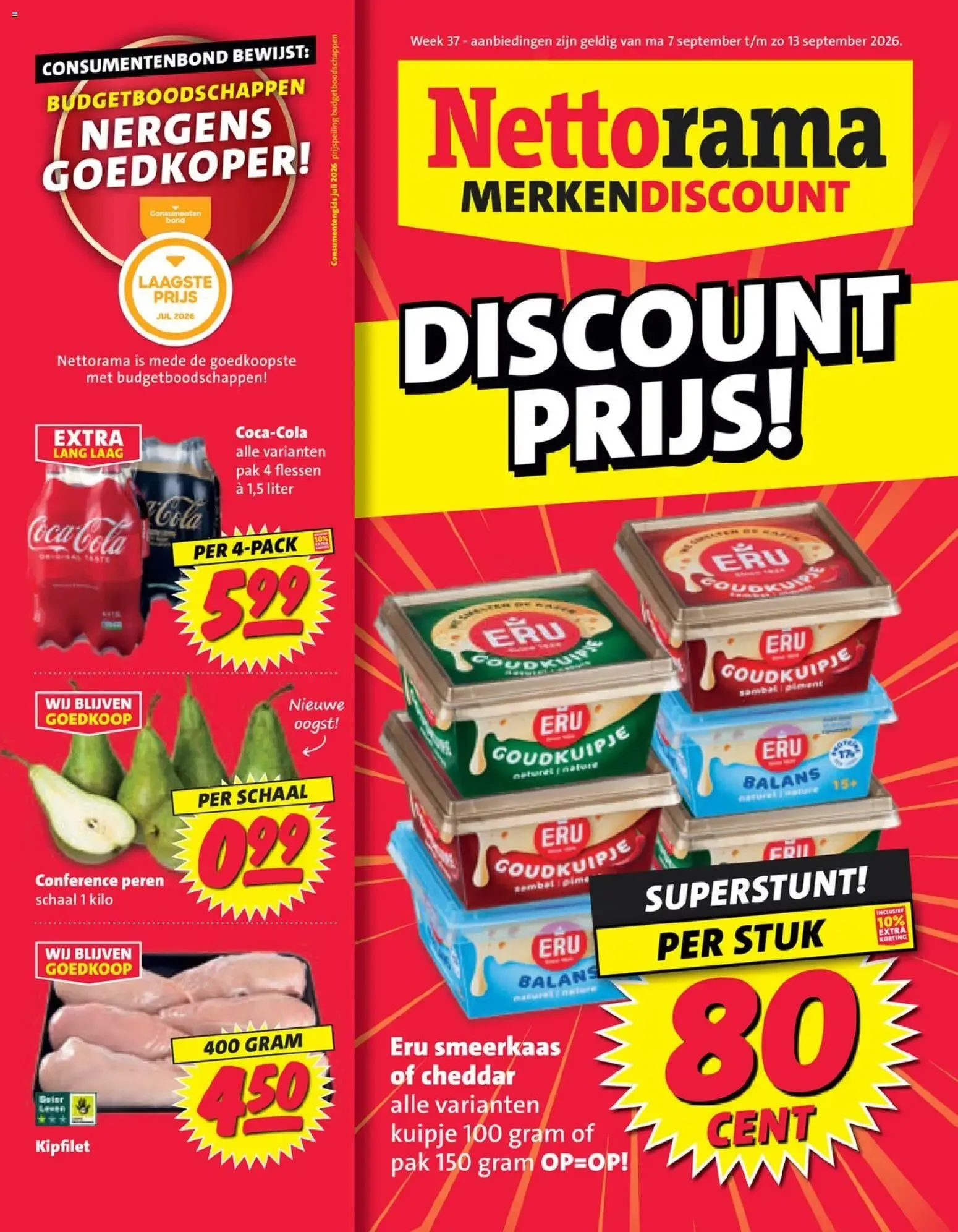 Nettorama MERKENDISCOUNT - DISCOUNT PRIJS! Budgetboodschappen nergens goedkoper! van 7 september tot 13 september 2026 - Folder pagina 1