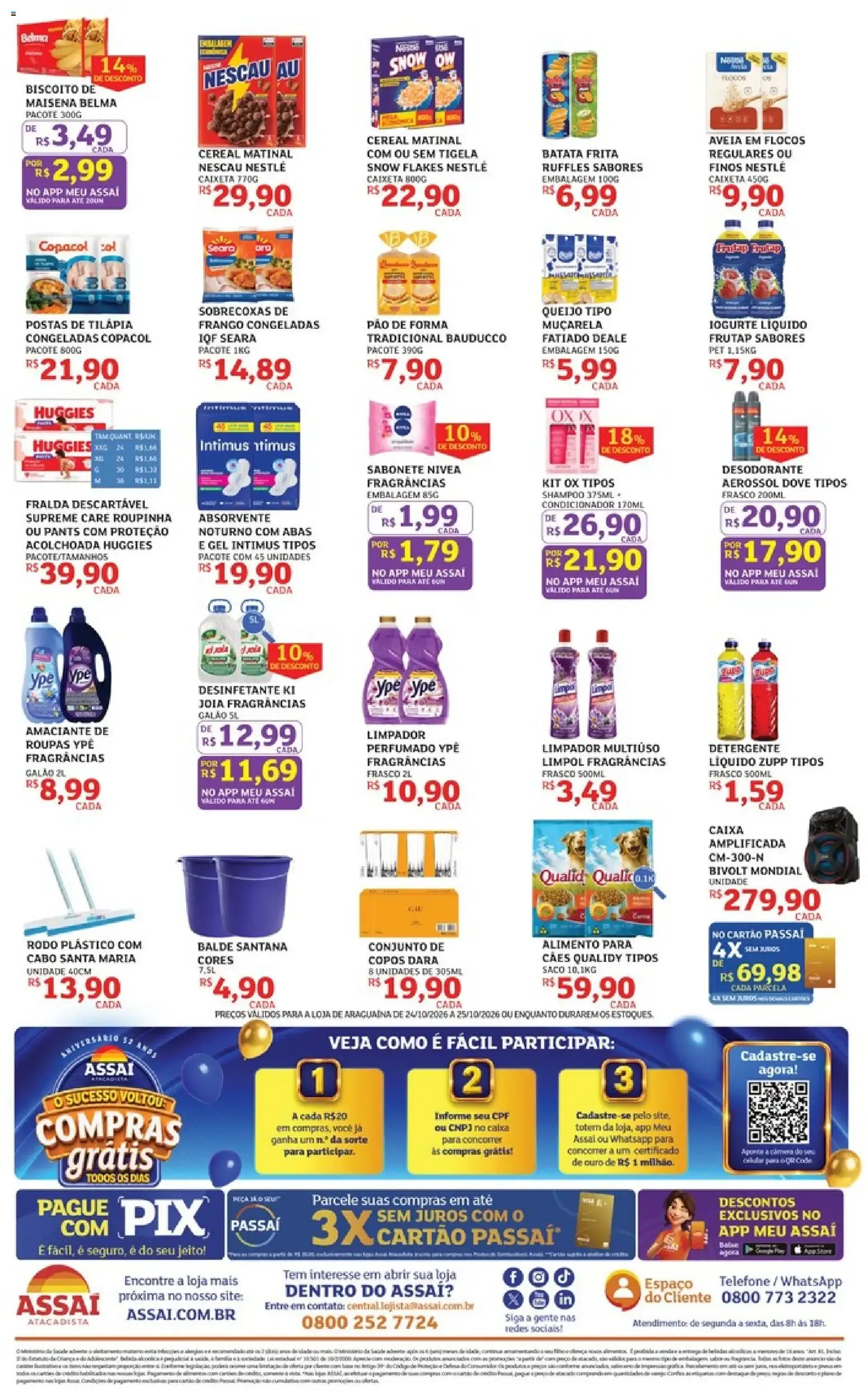 Encarte de Assaí Atacadista - Compras Grátis e 15 Milhões em Prêmios - Aniversário 52 Anos 24 de outubro até 25 de outubro 2026 - Pagina 2