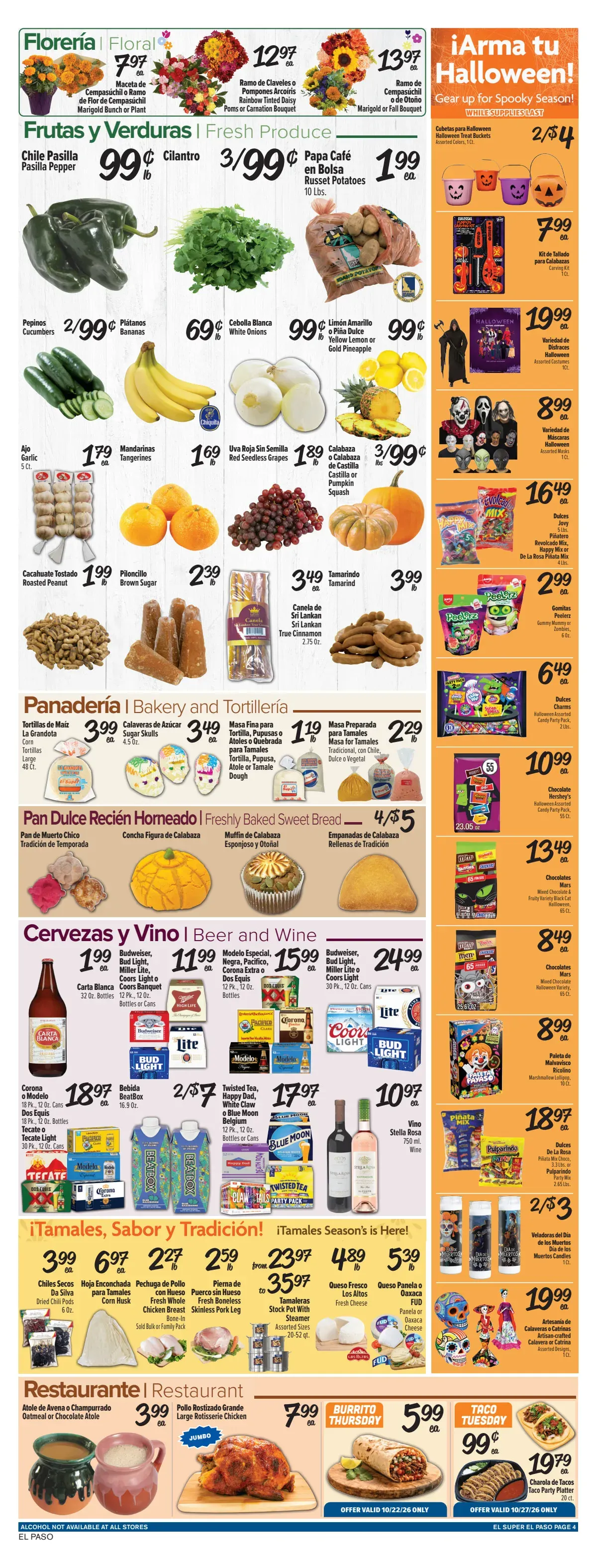 Weekly promotion Current El Super - El Paso leaflet valid from Wednesday 10/21/2026 to Tuesday 10/27/2026 spanning from October 21 to October 27 2026 - Page 4 for Catalogue 365