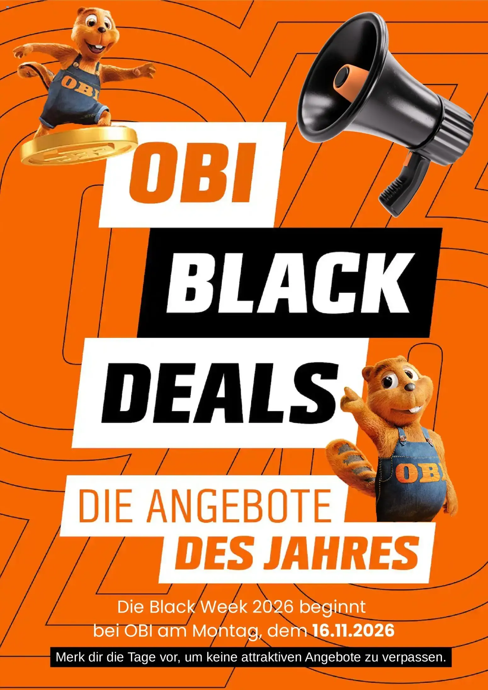 OBI Black Deals: Die Angebote des Jahres von 16. November bis 27. November 2026 - Prospekt seite 1