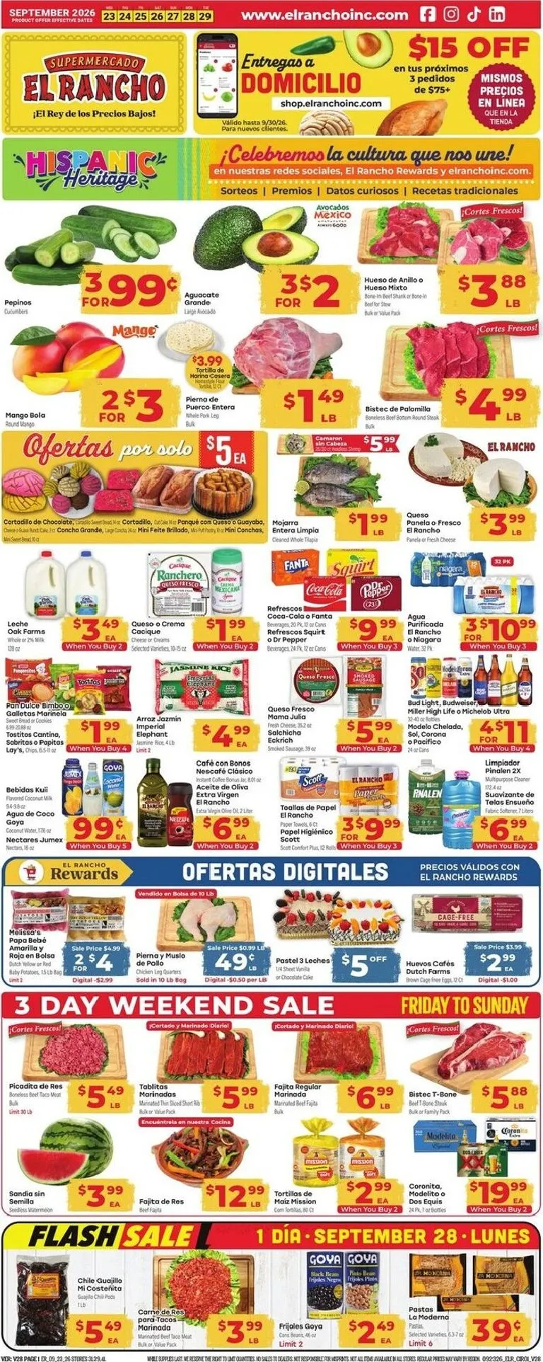 Weekly ad Current El Rancho leaflet valid from Wednesday 09/23/2026 to Tuesday 09/29/2026 from September 23 to September 29 2026 - Page 1