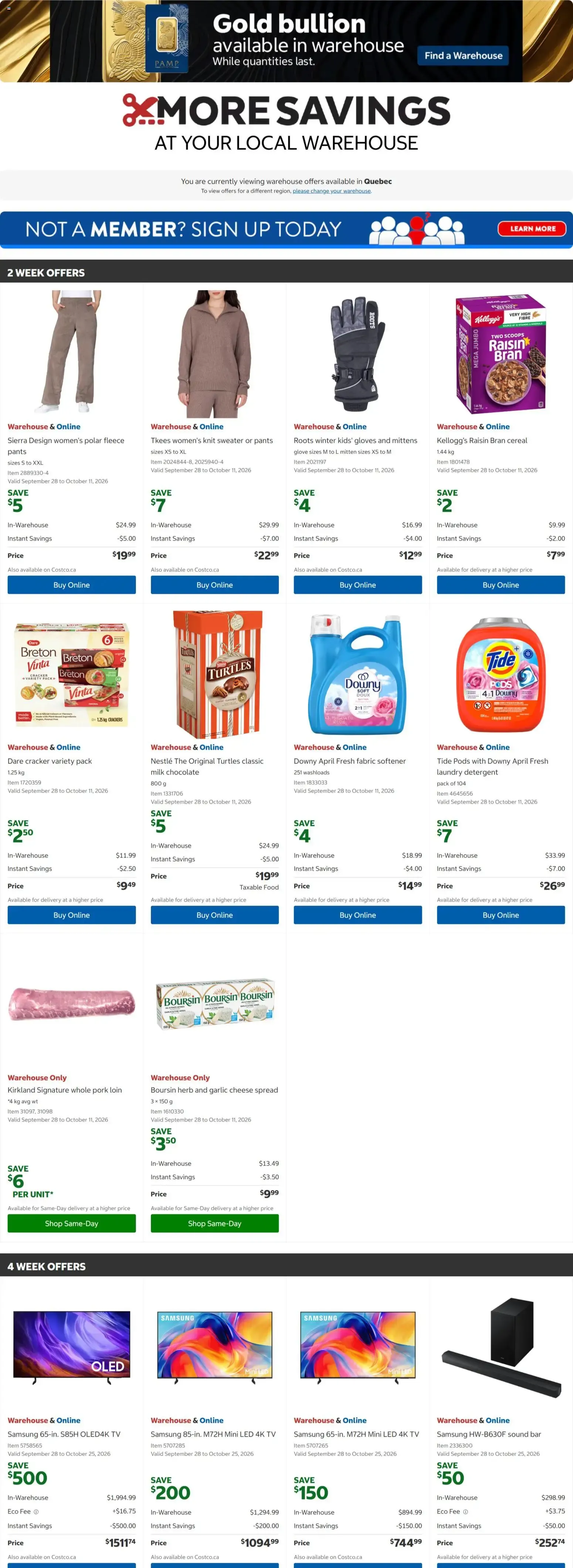Costco weekly flyer from Sep 28, 2026 > weekly specials & deals from September 28 to October 25 2026 - flyer page 1