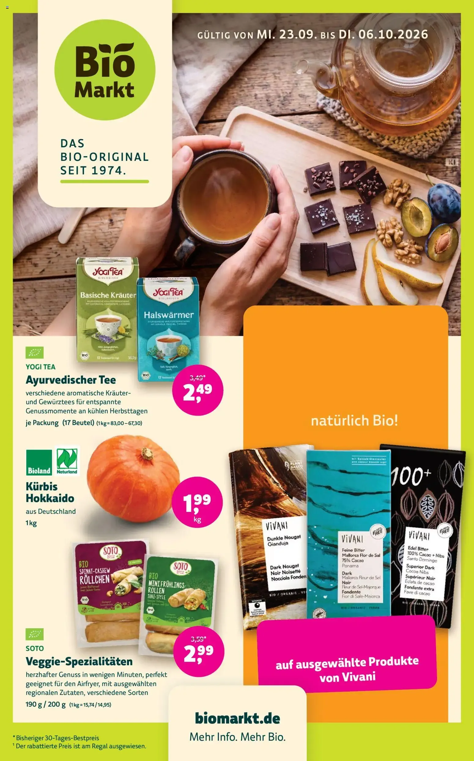 BioMarkt Prospekt (ab 23.09.2026) zum Blättern von 23. September bis 6. Oktober 2026 - Prospekt seite 1