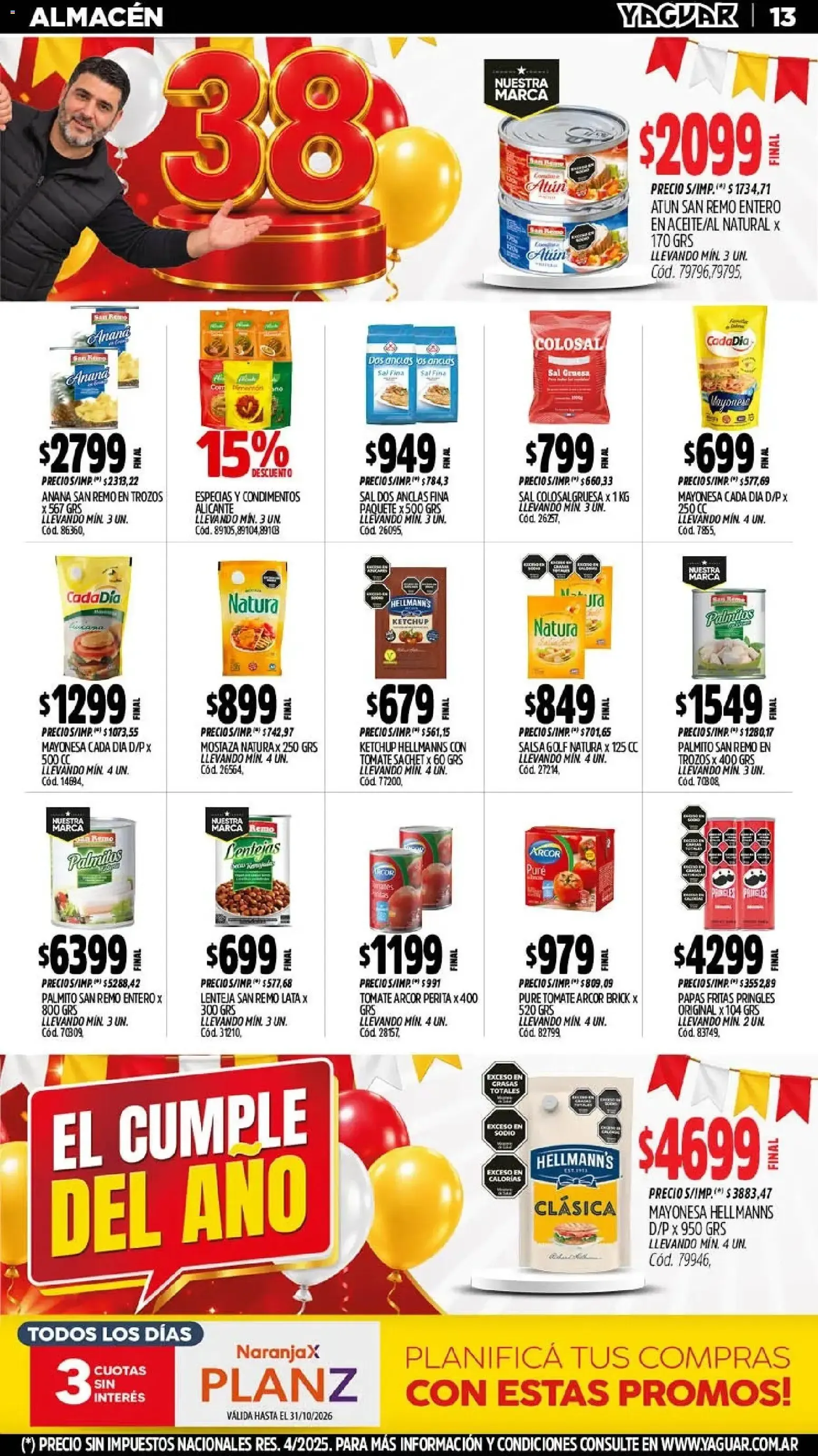 Ofertas de MAYORISTA YAGUAR EL CUMPLE DEL AÑO 38 19 de octubre al 25 de octubre 2026 - Página 14 del catálogo