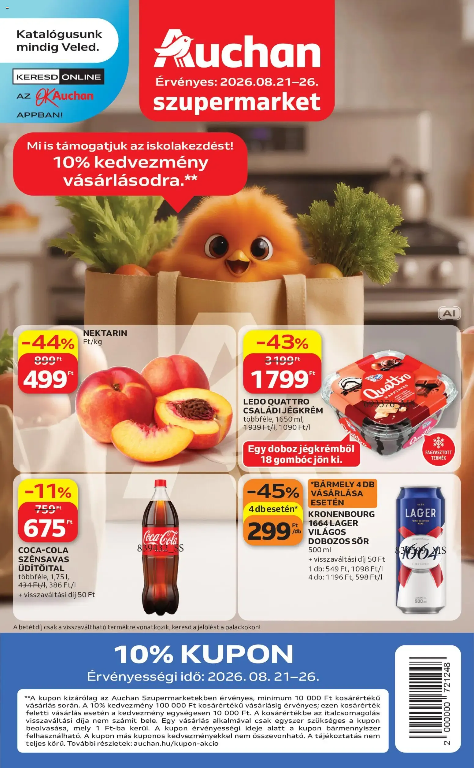Katalógus Auchan Szupermarket akciós újság - 2026.08.21. -tól/töl > akció, lapozható szórólap 🛍️ augusztus 21.-tól augusztus 26.-ig 2026. - Oldal 1