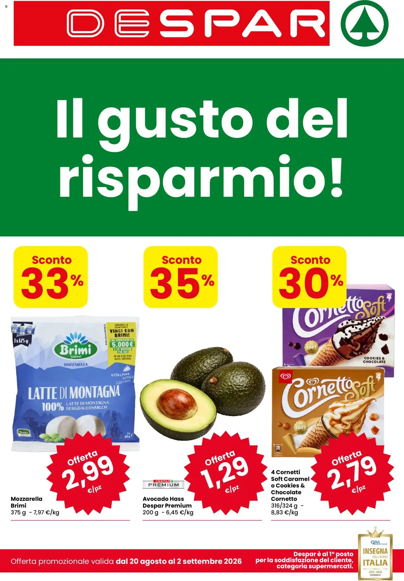 Despar - Il gusto del risparmio! da 20 agosto a 2 settembre di 2026 - Pagina del volantino 1