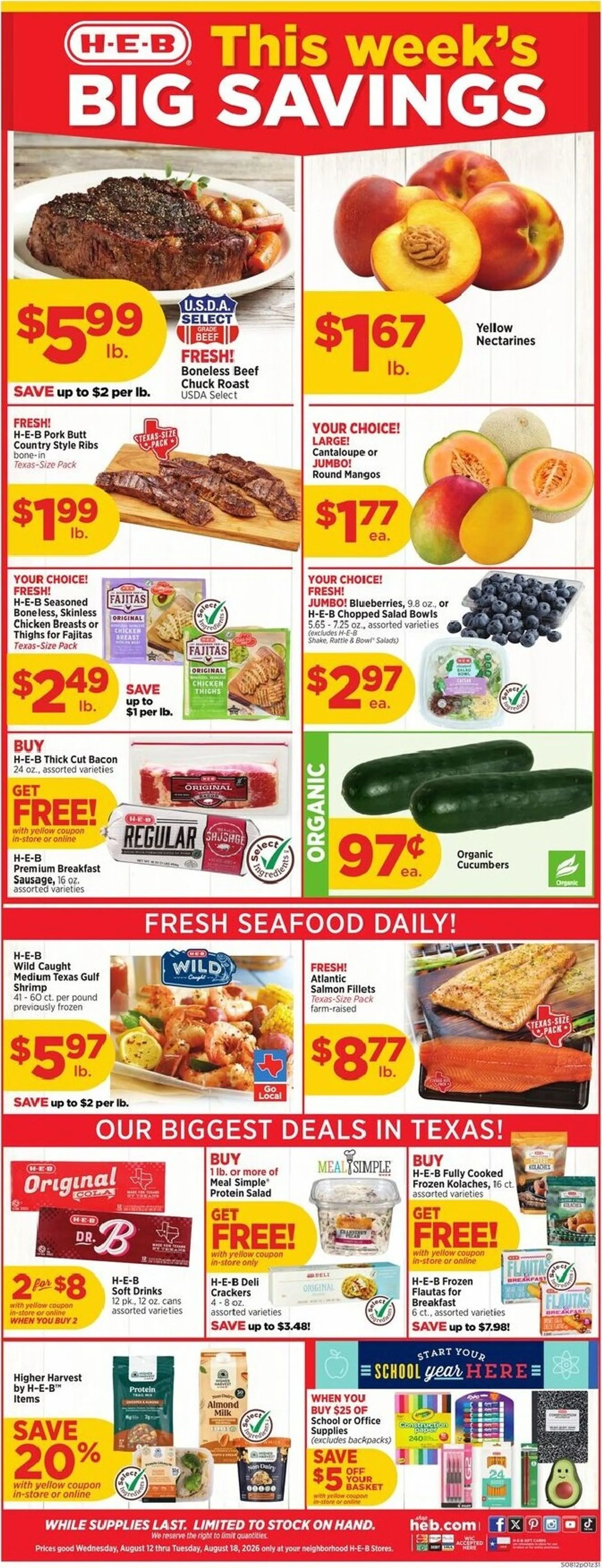 Weekly ad H-E-B This week's BIG SAVINGS from August 12 to August 18 2026 - Page 1