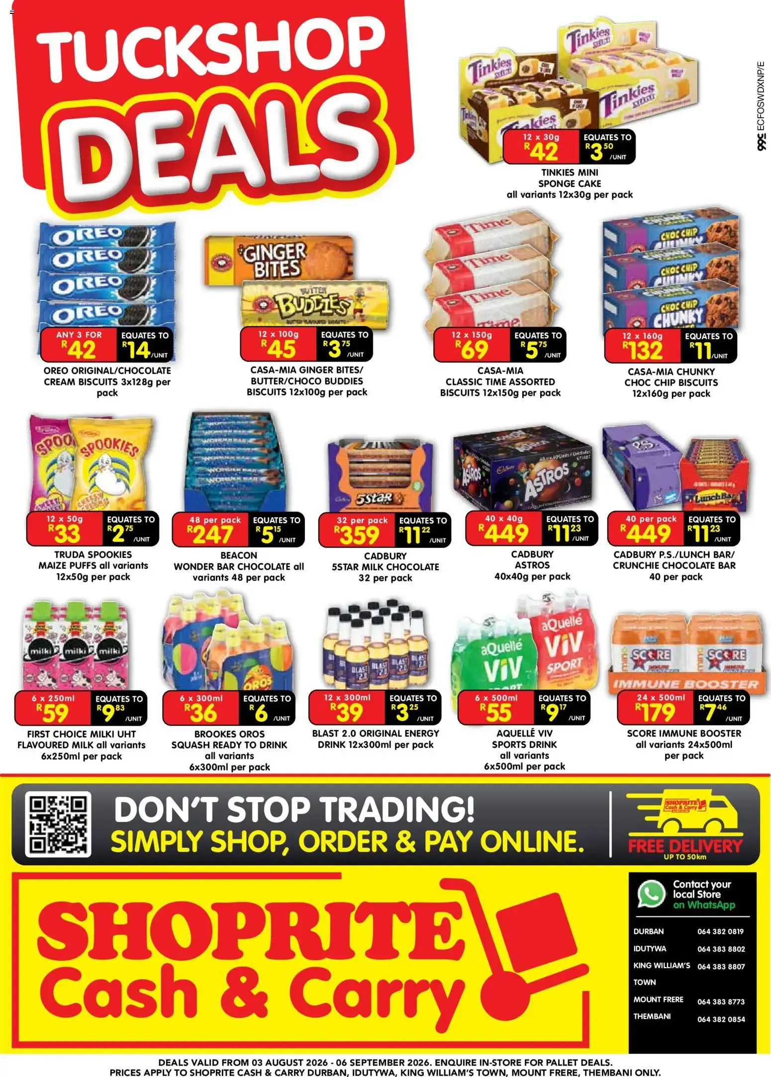 Shoprite - Cash & Carry Tuckshop Deals Durban & Mount Frere (03/08/2026 - 06/09/2026) → Online Catalogue from 3 August to 6 September 2026 - Catalogue Page 1