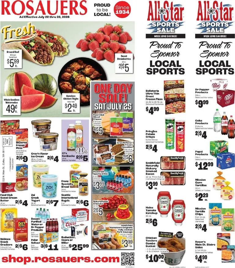 Weekly ad Current Rosauers leaflet valid from Wednesday 07/22/2026 to Tuesday 07/28/2026 from July 22 to July 28 2026 - Page 1