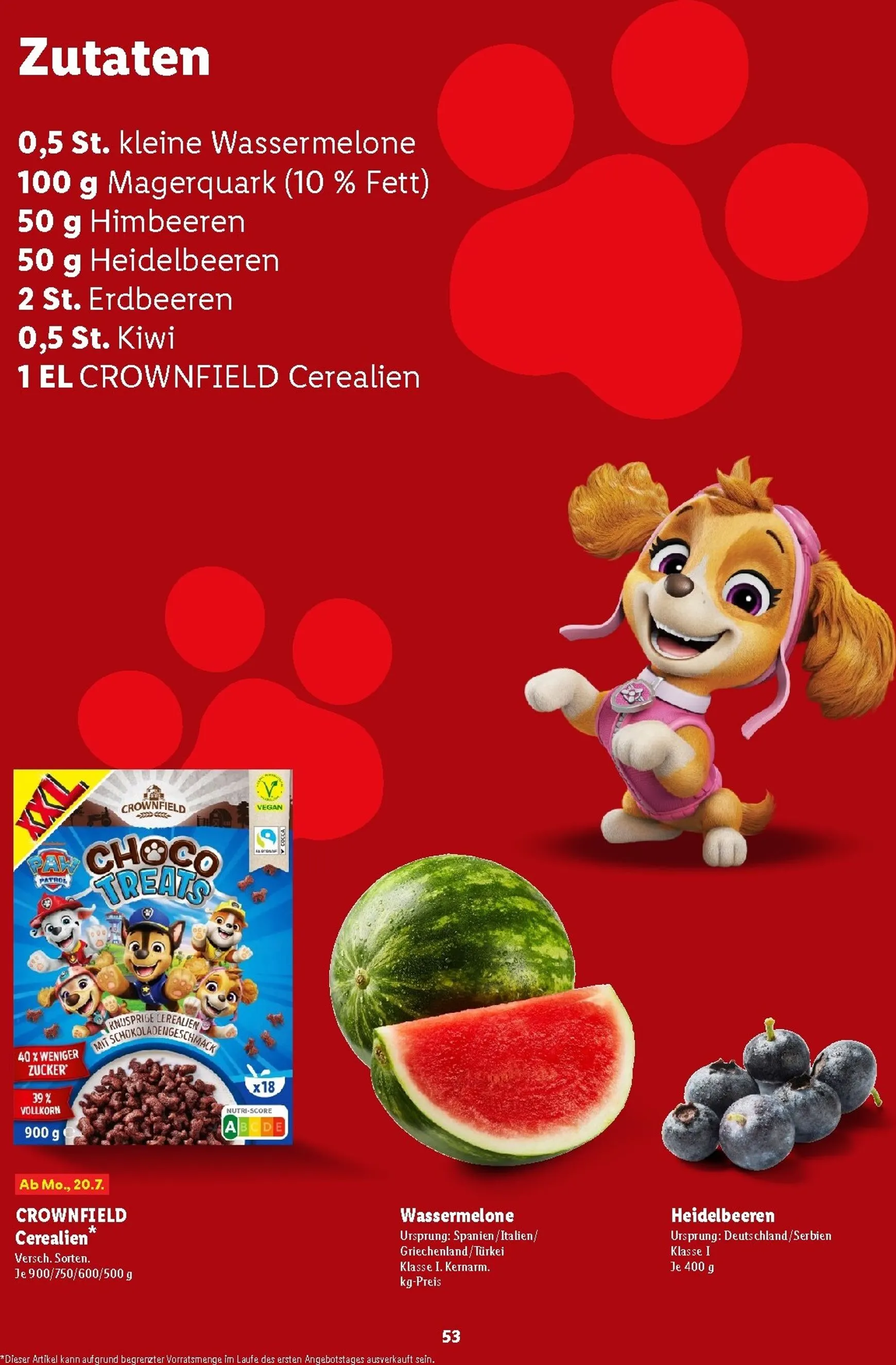 Lidl - Paw Patrol Rezeptheft Prospekt – von Montag 20.07.2026 bis Sonntag 23.08.2026 von 20. Juli bis 23. August 2026 - Prospekt seite 53