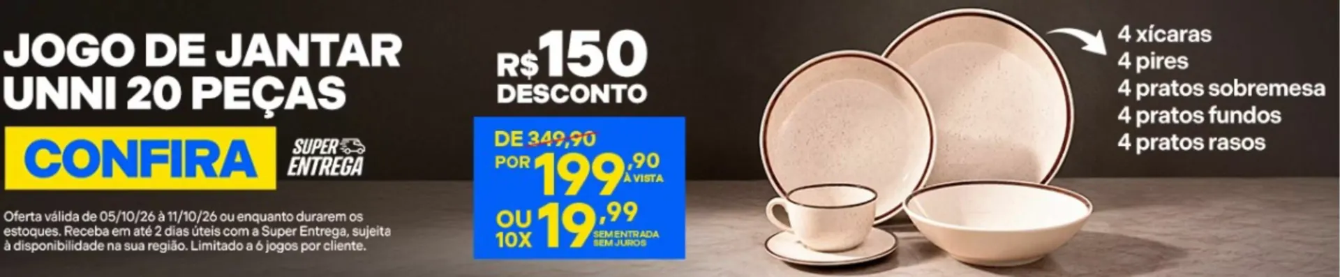 JOGO DE JANTAR UNNI 20 PEÇAS