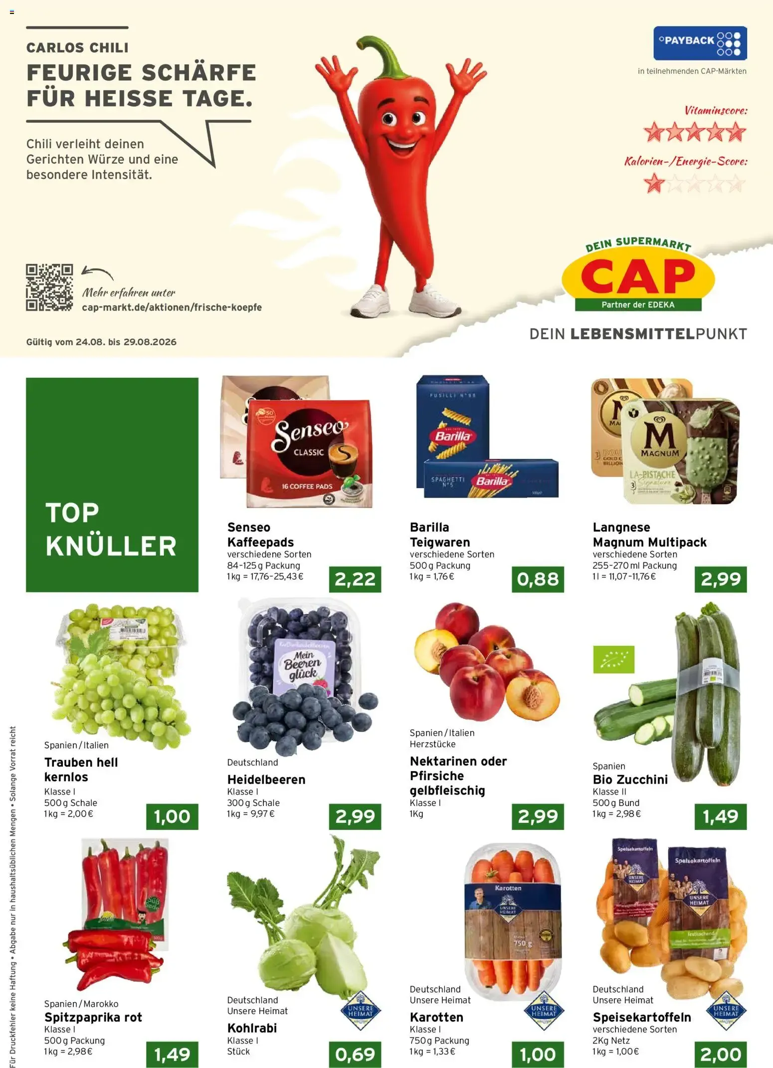 CAP Markt: Carlos Chili - Feurige Schärfe für heiße Tage von 24. August bis 29. August 2026 - Prospekt seite 1