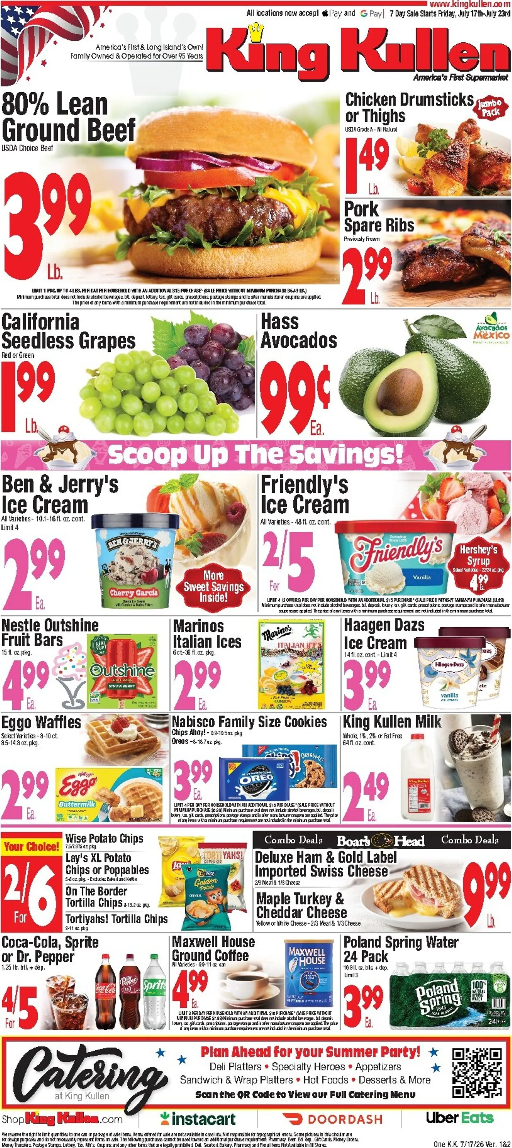 Current King Kullen leaflet valid from Friday 07/17/2026 to Thursday 07/23/2026