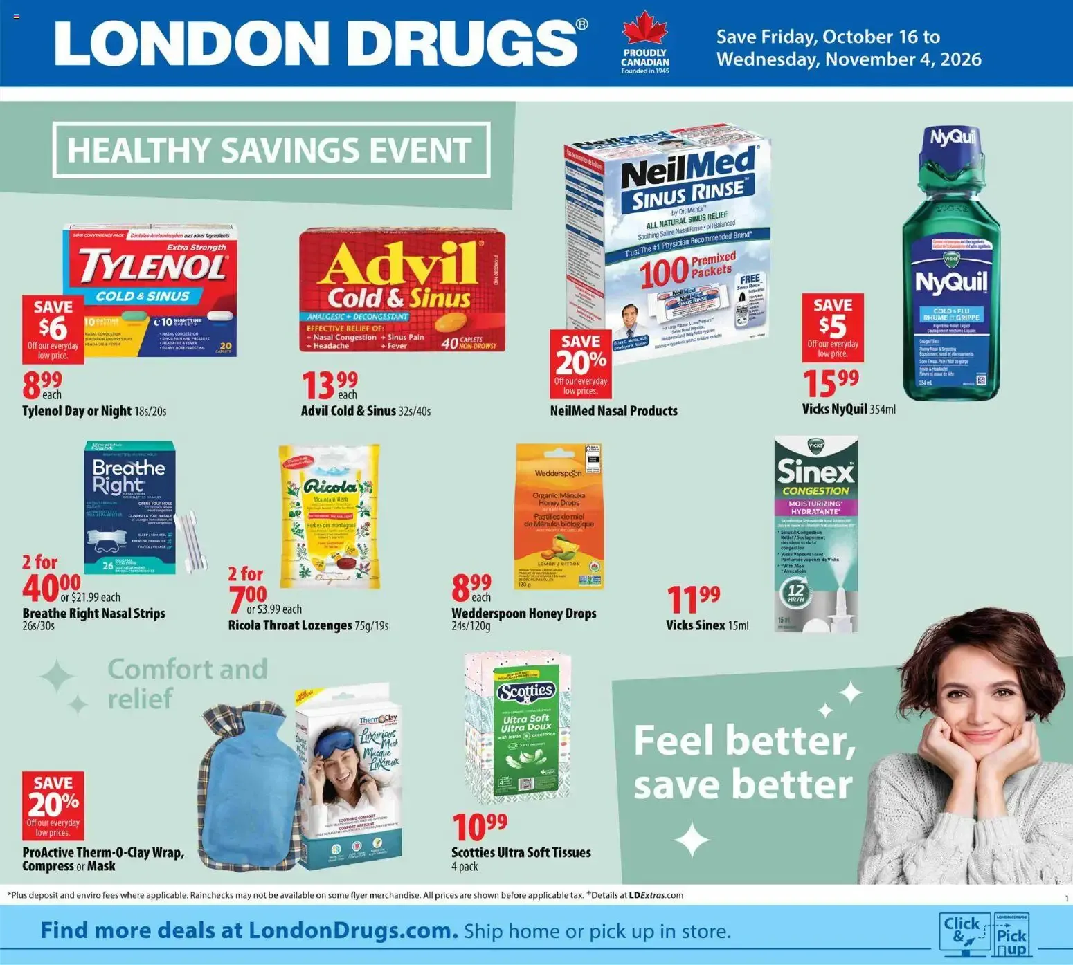 London Drugs flyer - Healthy Savings Event from Oct 16, 2026 > weekly specials & deals from October 16 to November 4 2026 - flyer page 1