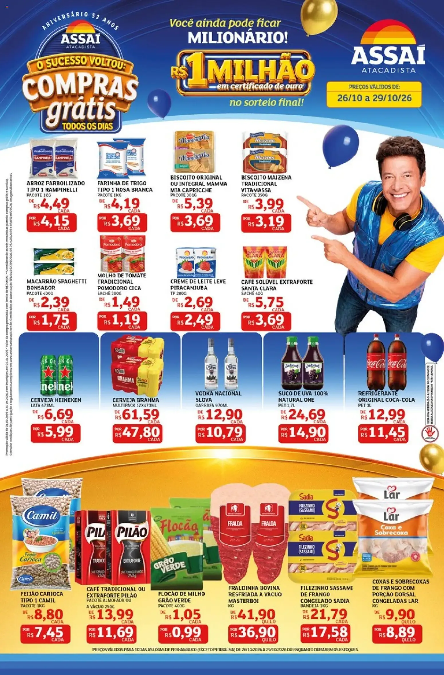 Encarte de Assaí Atacadista: Compras Grátis e 1 Milhão 26 de outubro até 29 de outubro 2026 - Pagina 1