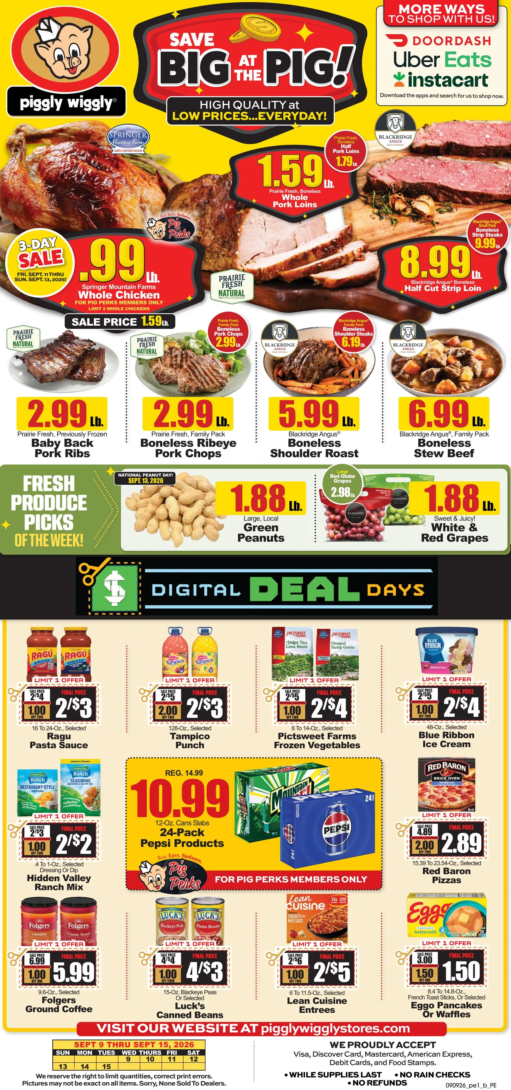 Weekly ad Current Piggly Wiggly leaflet valid from Wednesday 09/09/2026 to Tuesday 09/15/2026 from September 9 to September 15 2026 - Page 1