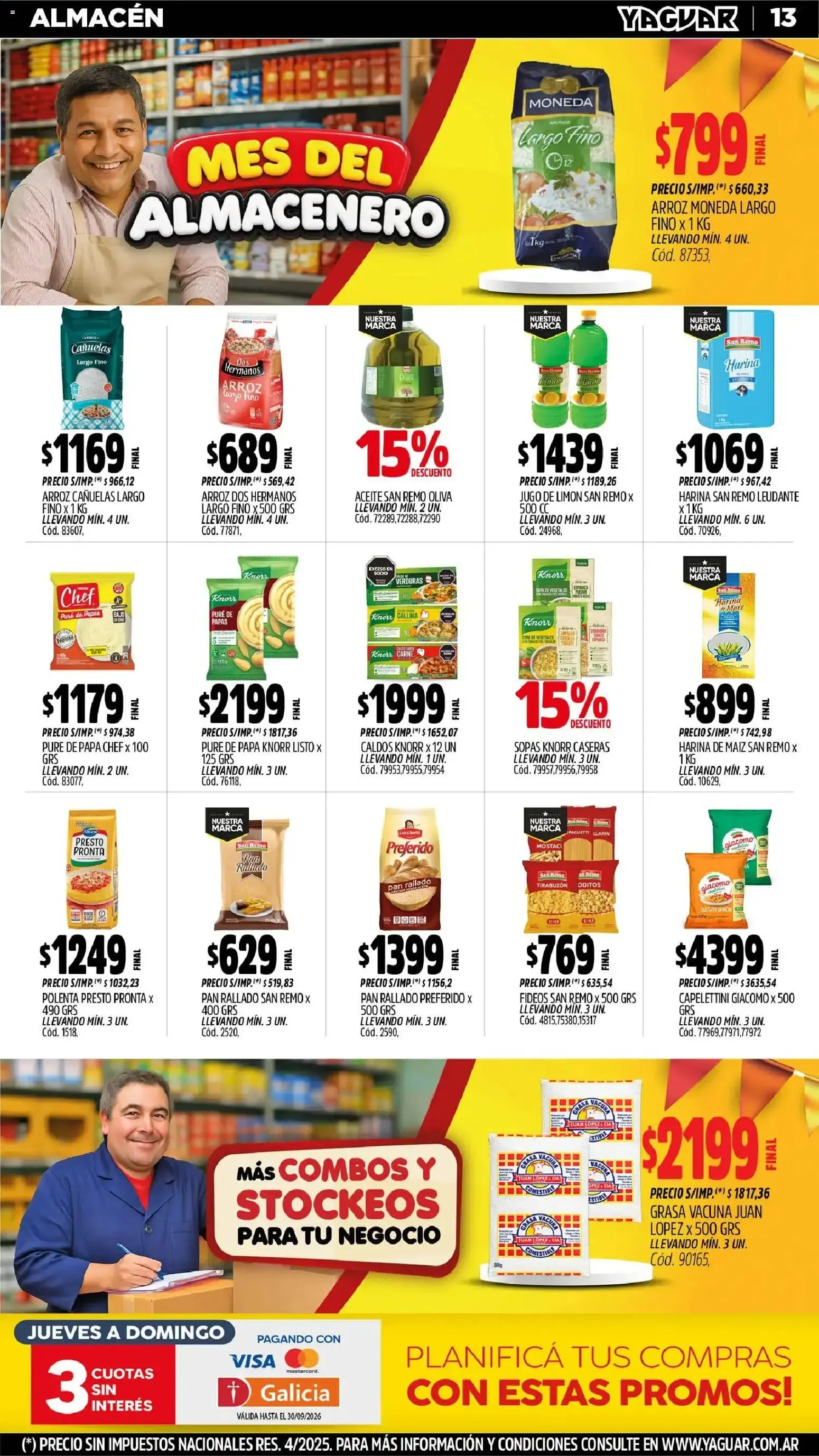 Ofertas de MAYORISTA YAGUAR MES DEL ALMACENERO 31 de agosto al 5 de septiembre 2026 - Página 13 del catálogo