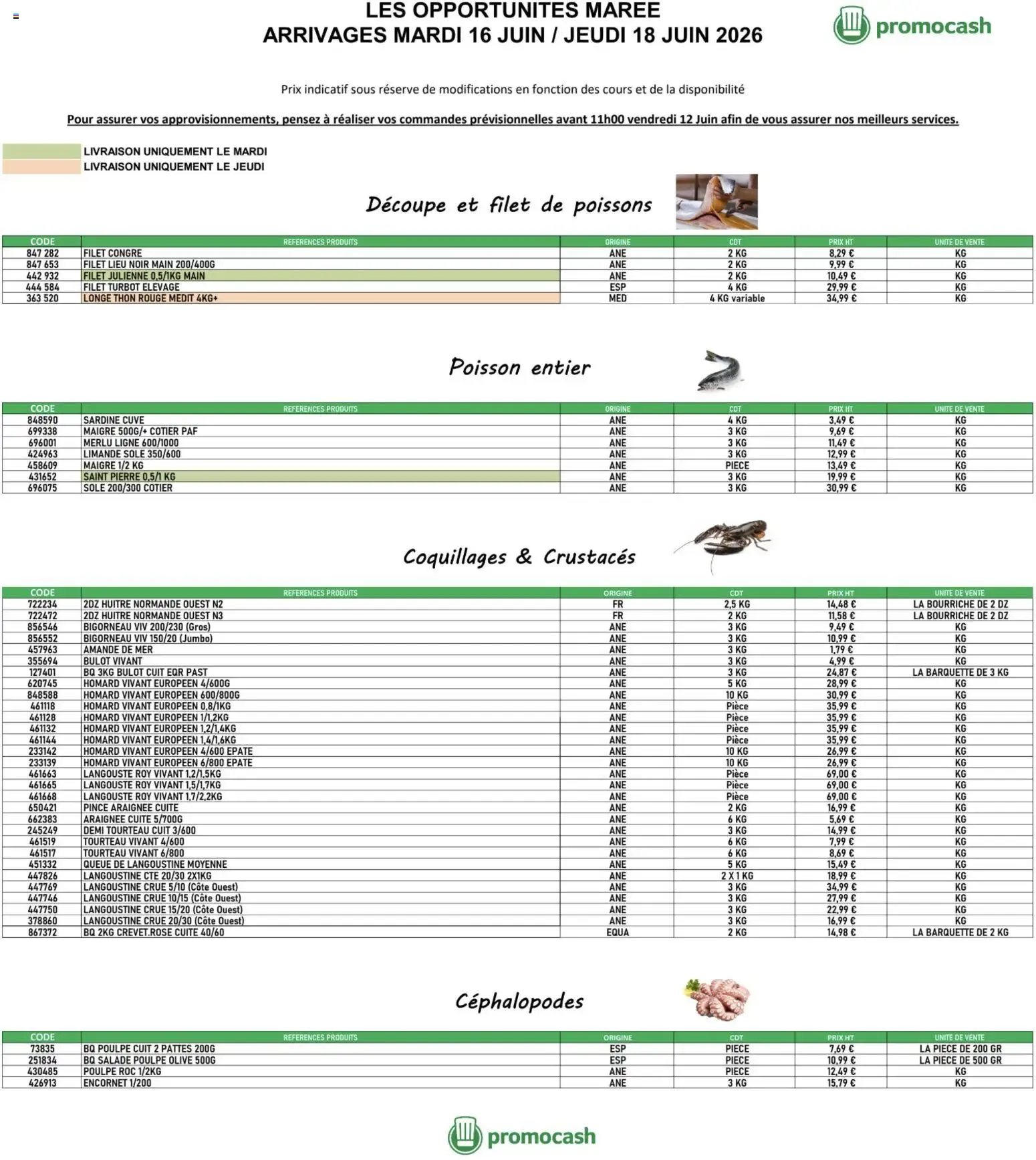 Promocash Opportunités Marée à partir du 16/06/2026 - promo en ligne du 16 juin au 18 juin 2026 - Catalogue page 1