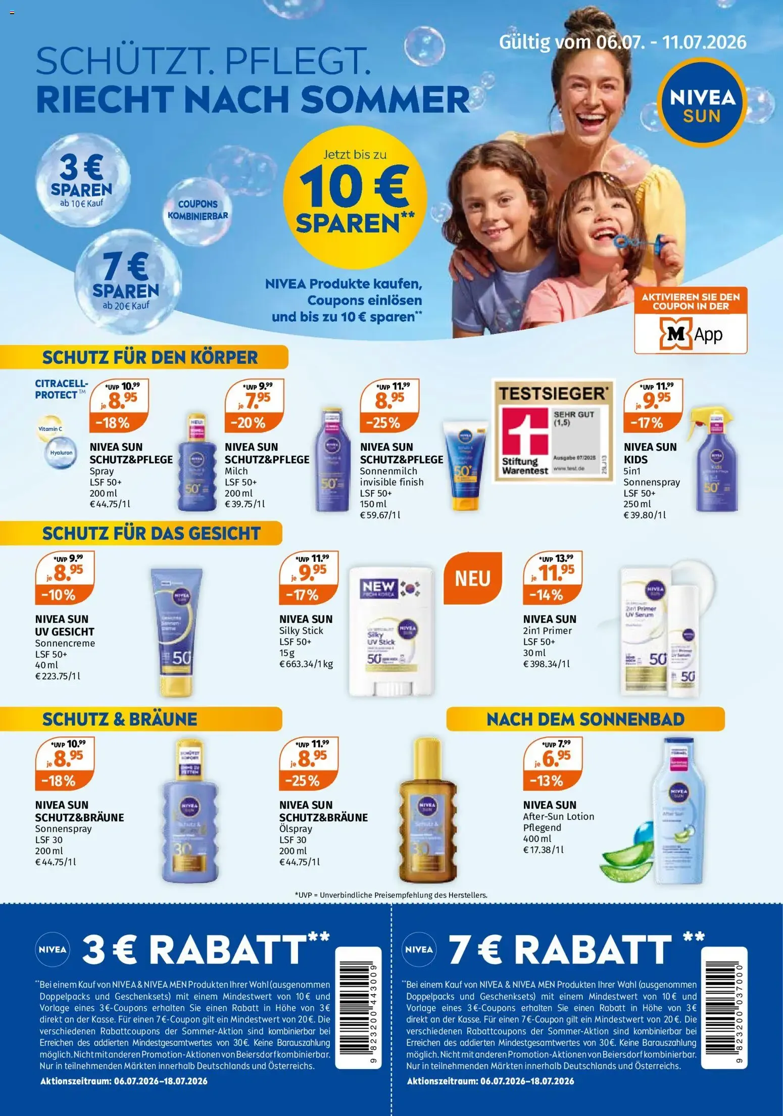 Nivea Sun: Schützt. Pflegt. Riecht nach Sommer von 6. Juli bis 11. Juli 2026 - Prospekt seite 1