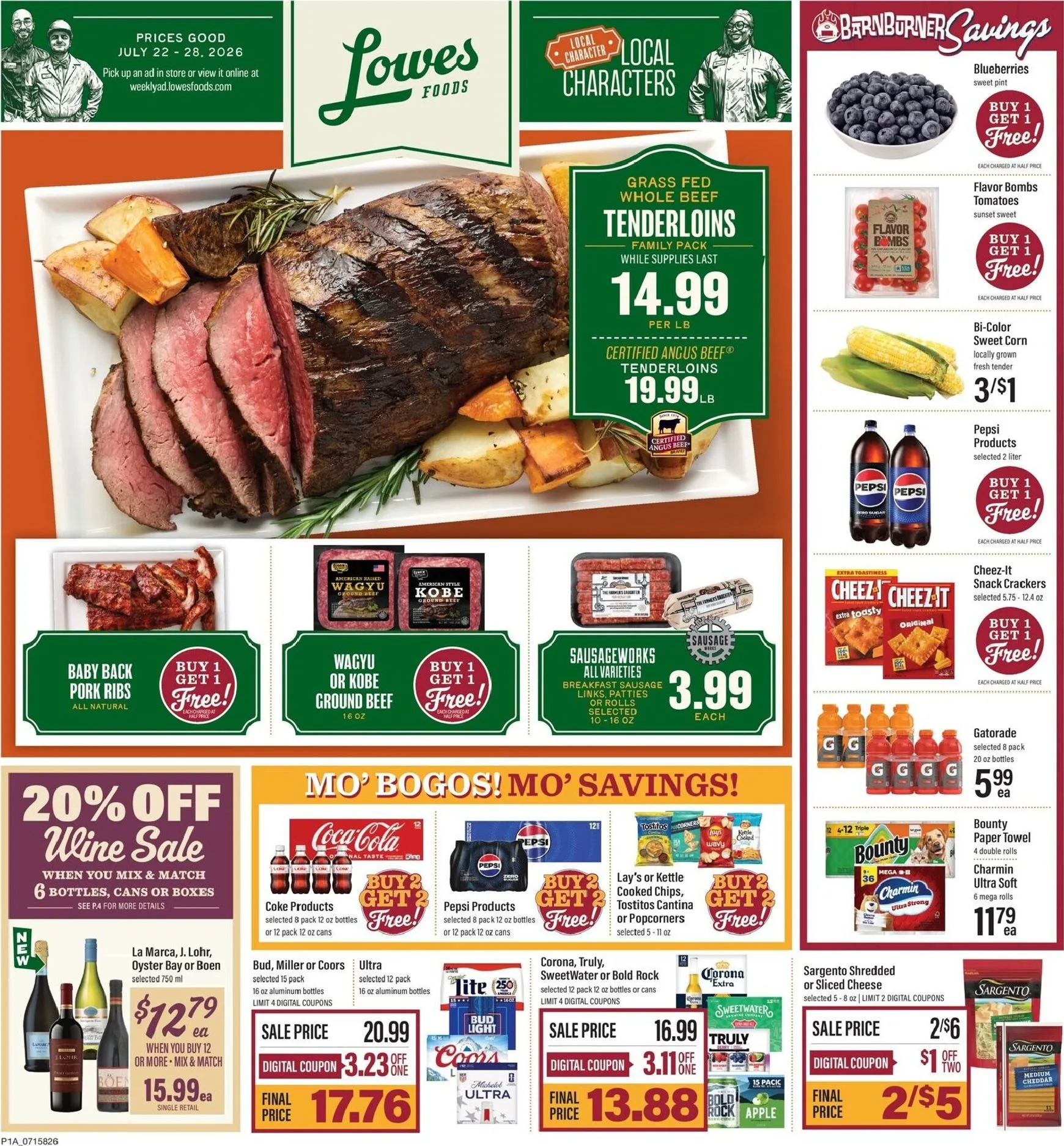 Current Lowes Foods leaflet valid from Wednesday 07/22/2026 to Tuesday 07/28/2026
