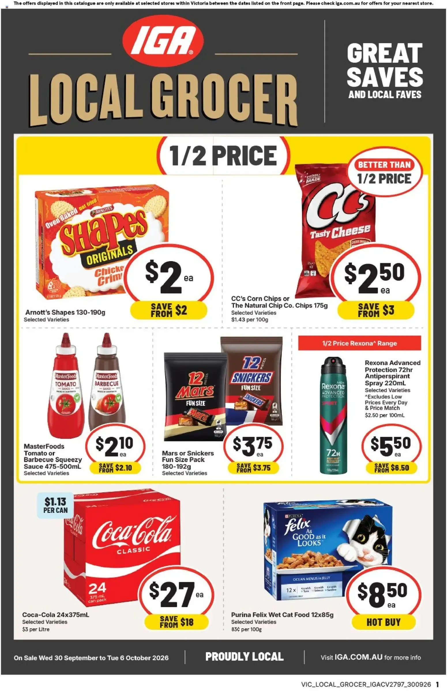 IGA LOCAL GROCER GREAT SAVES AND LOCAL FAVES - Catalogue valid from 30 September to 6 October 2026 - page 1