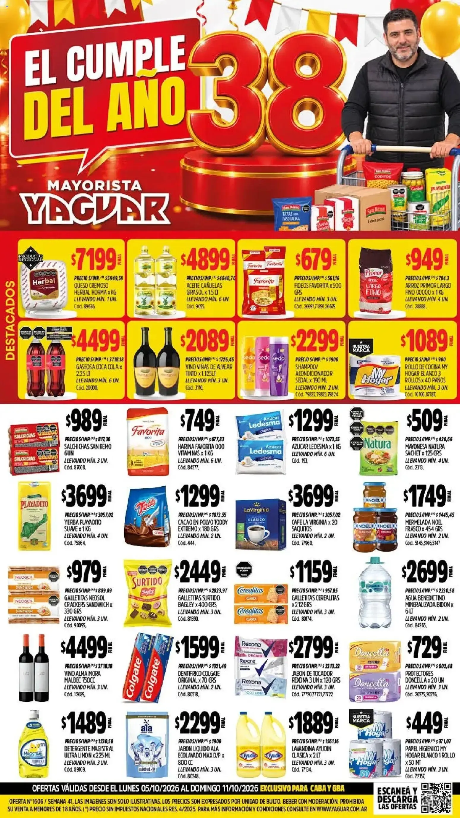 Ofertas de El Cumple del Año 38 - Mayorista Yaguar 5 de octubre al 11 de octubre 2026 - Página 1 del catálogo