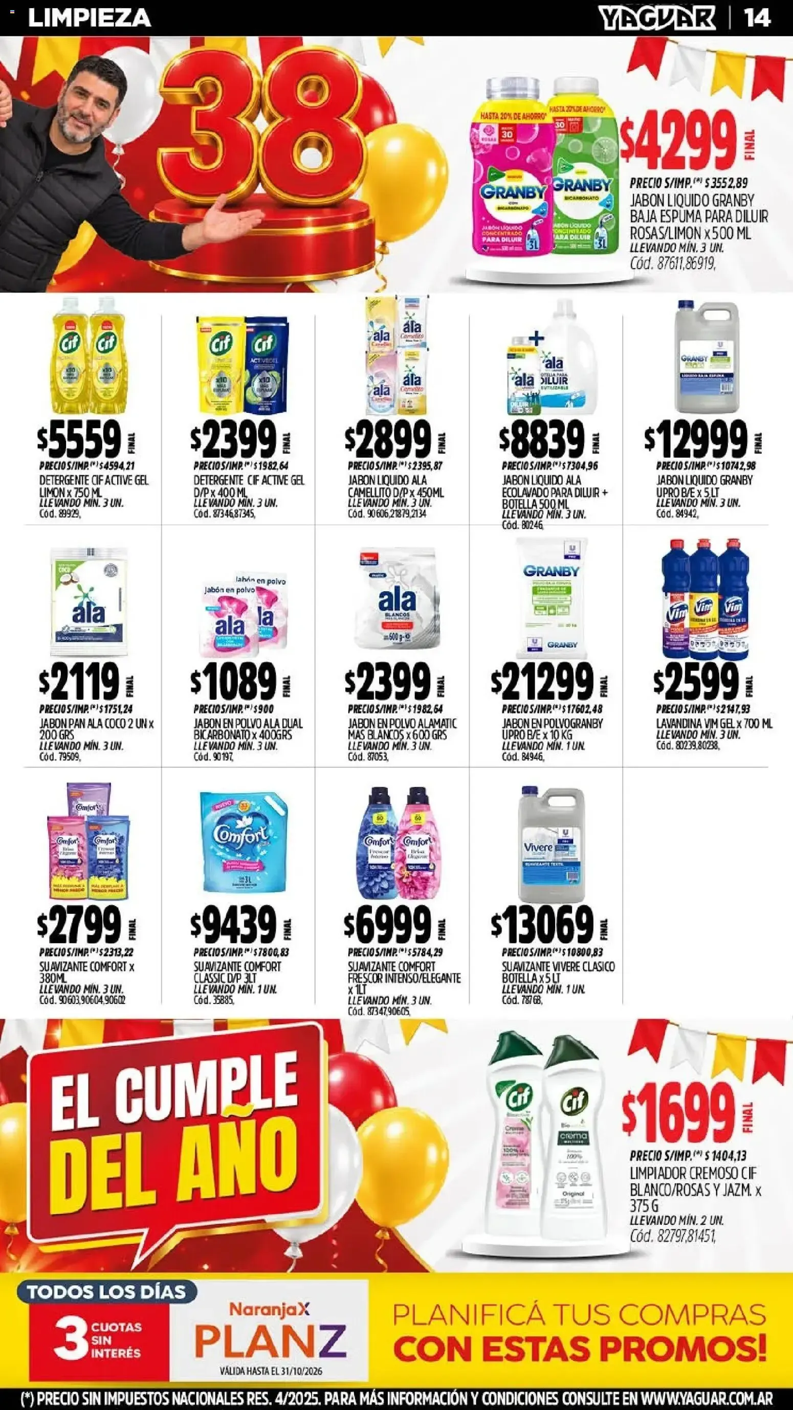 Ofertas de Mayorista Yaguar - El Cumple del Año 38 19 de octubre al 24 de octubre 2026 - Página 16 del catálogo