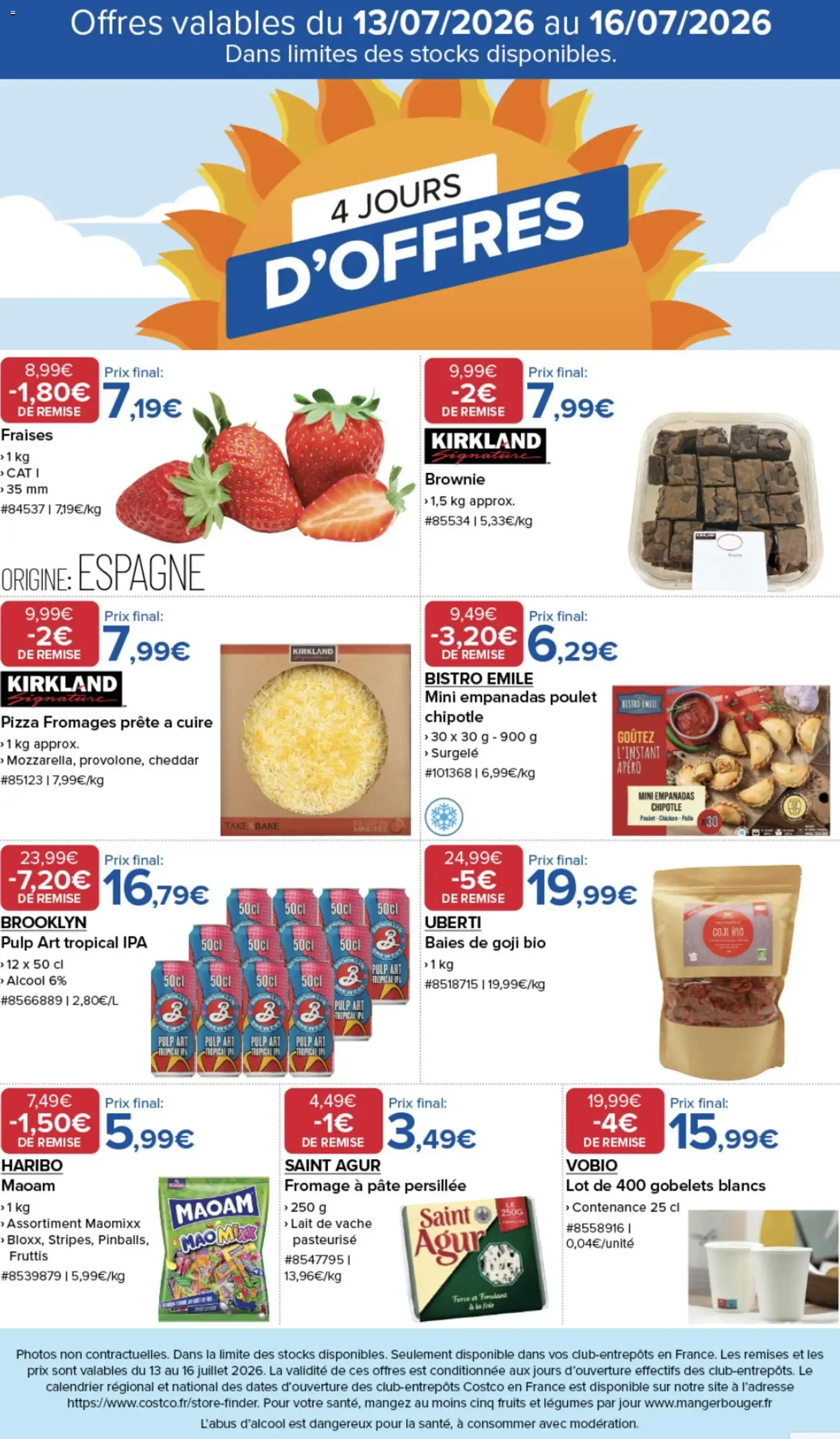 Costco 4 jours d'offres à partir du 13/07/2026 - promo en ligne du 13 juillet au 16 juillet 2026 - Catalogue page 1