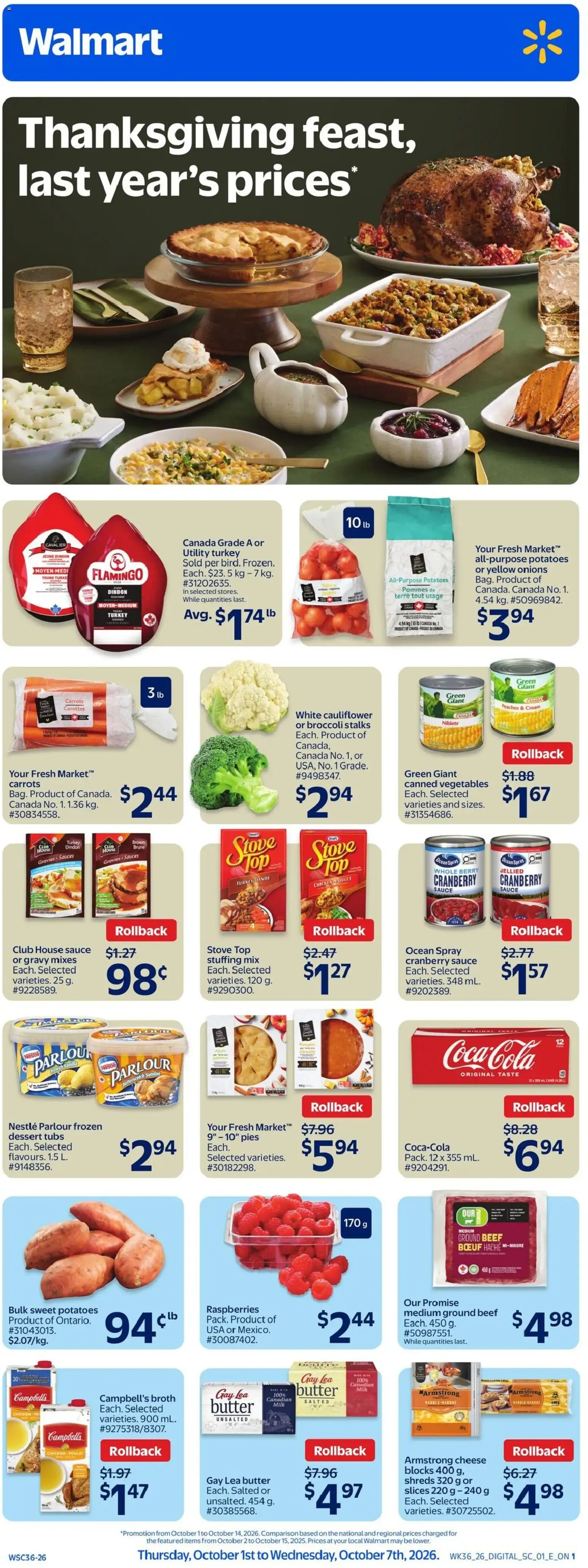 Thanksgiving feast, last year's prices from October 1 to October 7 2026 - flyer page 1