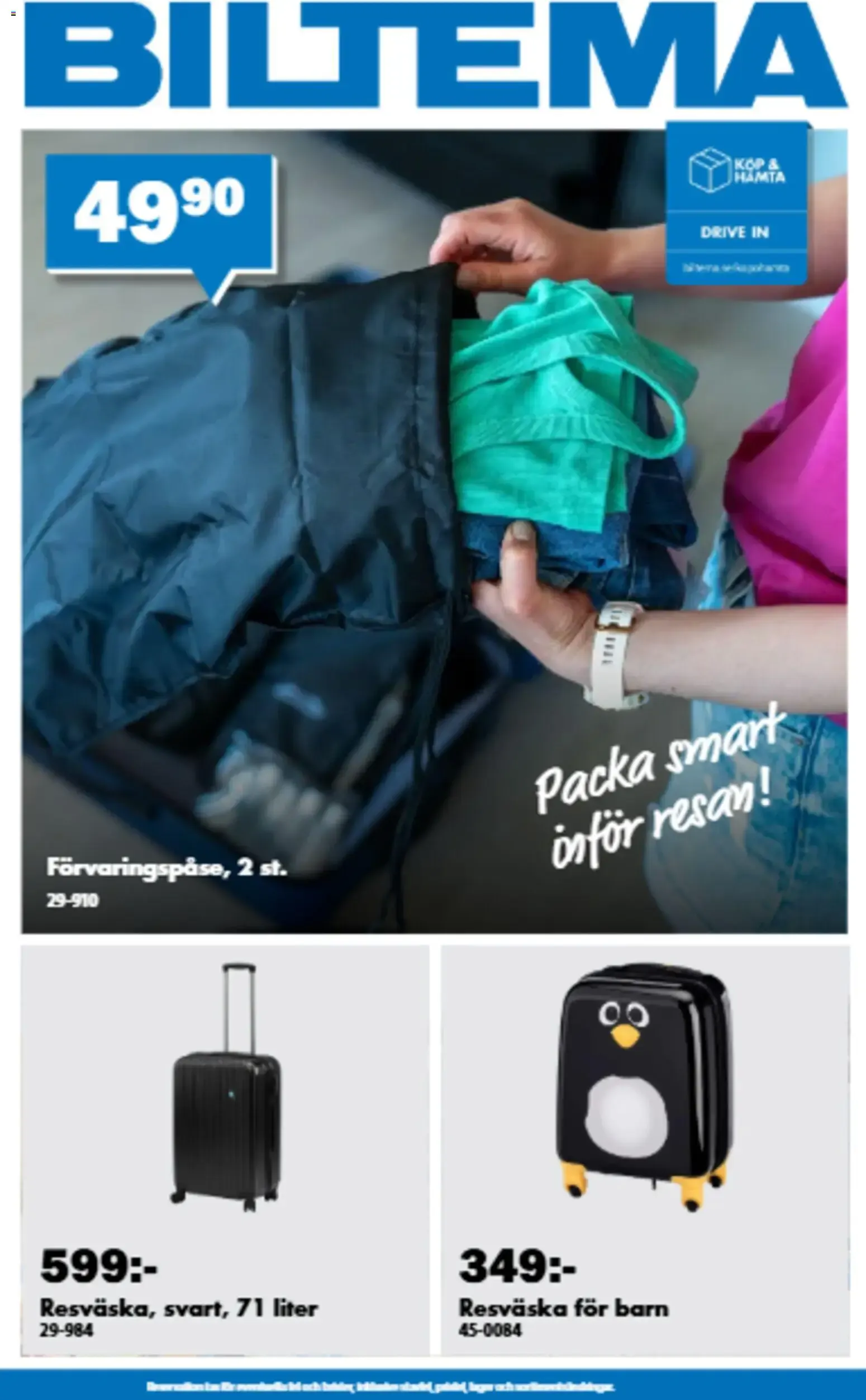 Biltema - Artículos de viaje y equipaje från 29 juni till 16 augusti 2026 - Reklamblad sidor 1