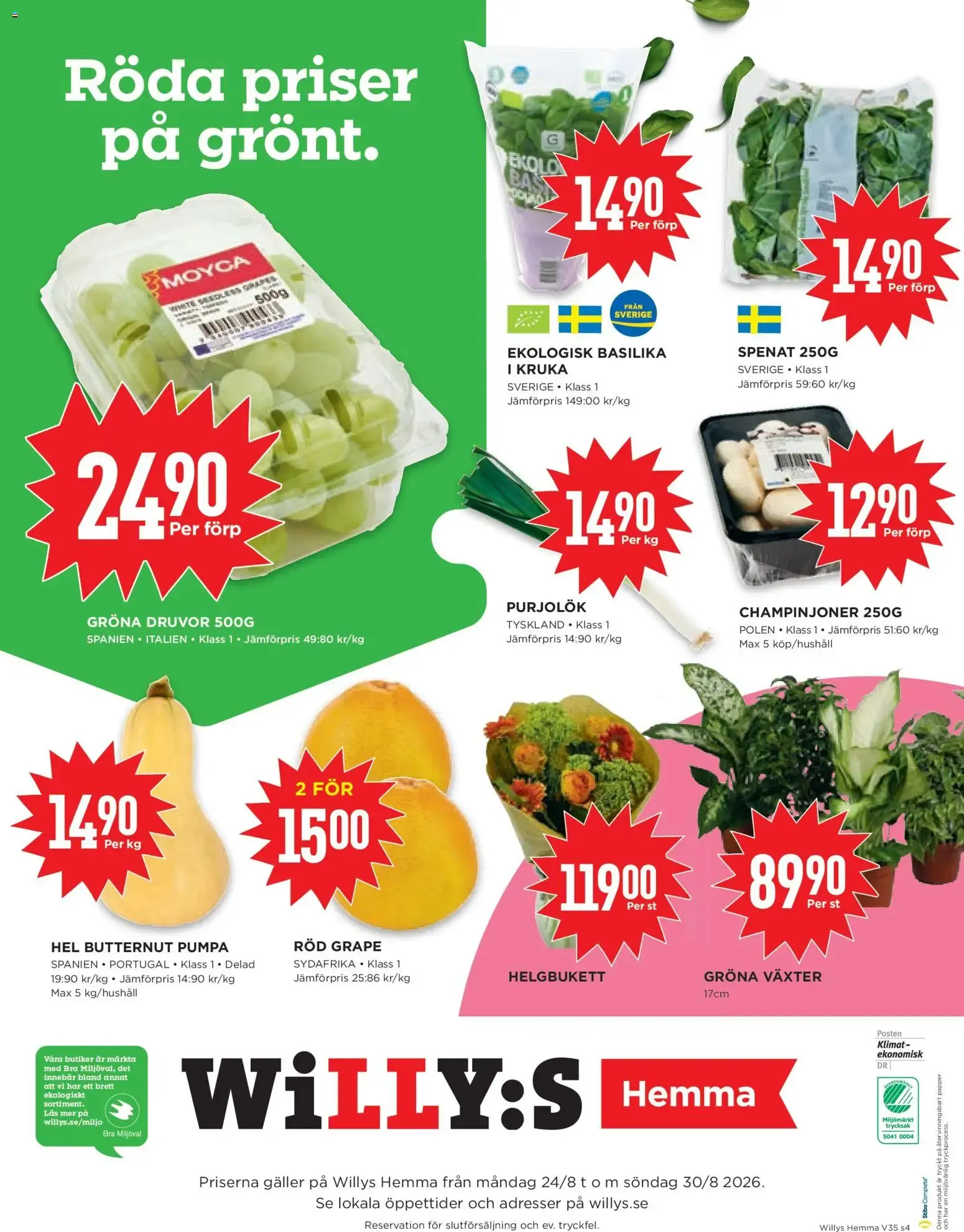 Willys erbjudanden Hemma från 24/08/2026 - 30/08/2026 > Reklamblad nuvarande rabatter från 24 augusti till 30 augusti 2026 - Reklamblad sidor 4