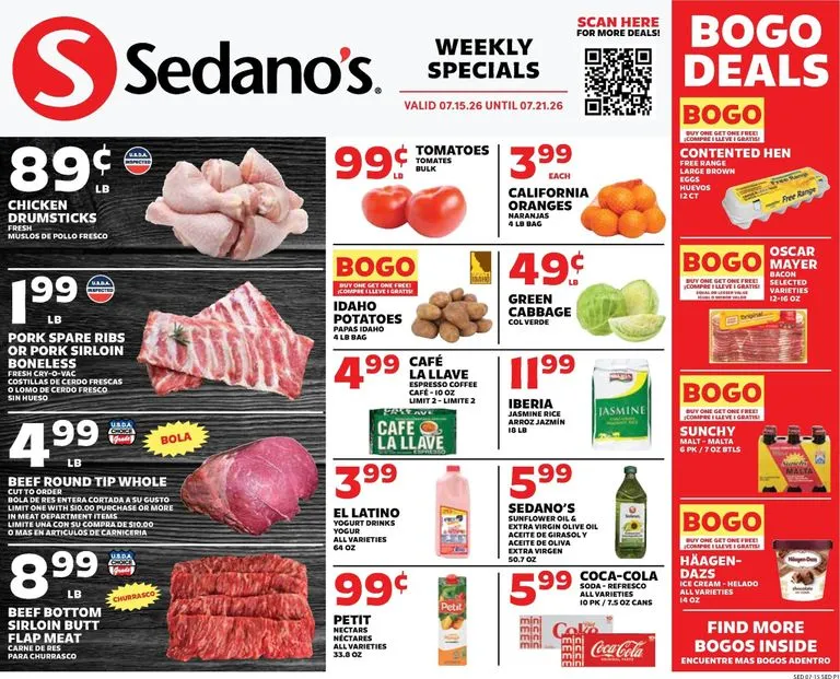 Current Sedano's leaflet valid from Wednesday 07/15/2026 to Tuesday 07/21/2026