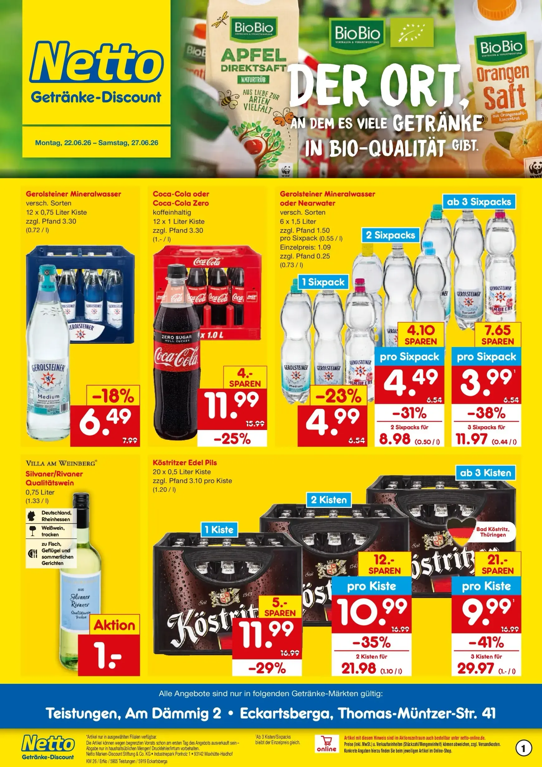 Netto Getränke-Discount von 22. Juni bis 27. Juni 2026 - Prospekt seite 1