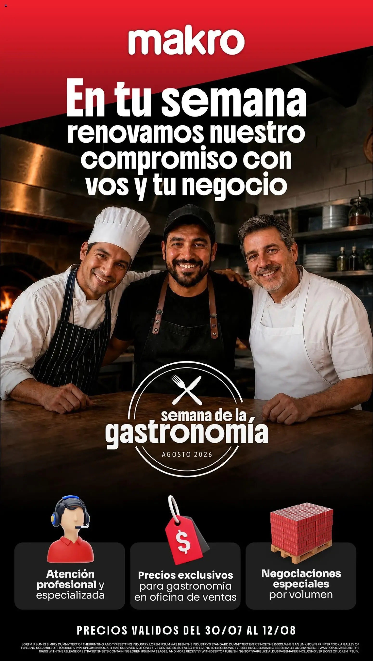 Ofertas de Makro Ofertas GASTRONÓMICO del 30/07/2026 - 12/08/2026 30 de julio al 12 de agosto 2026 - Página 1 del catálogo