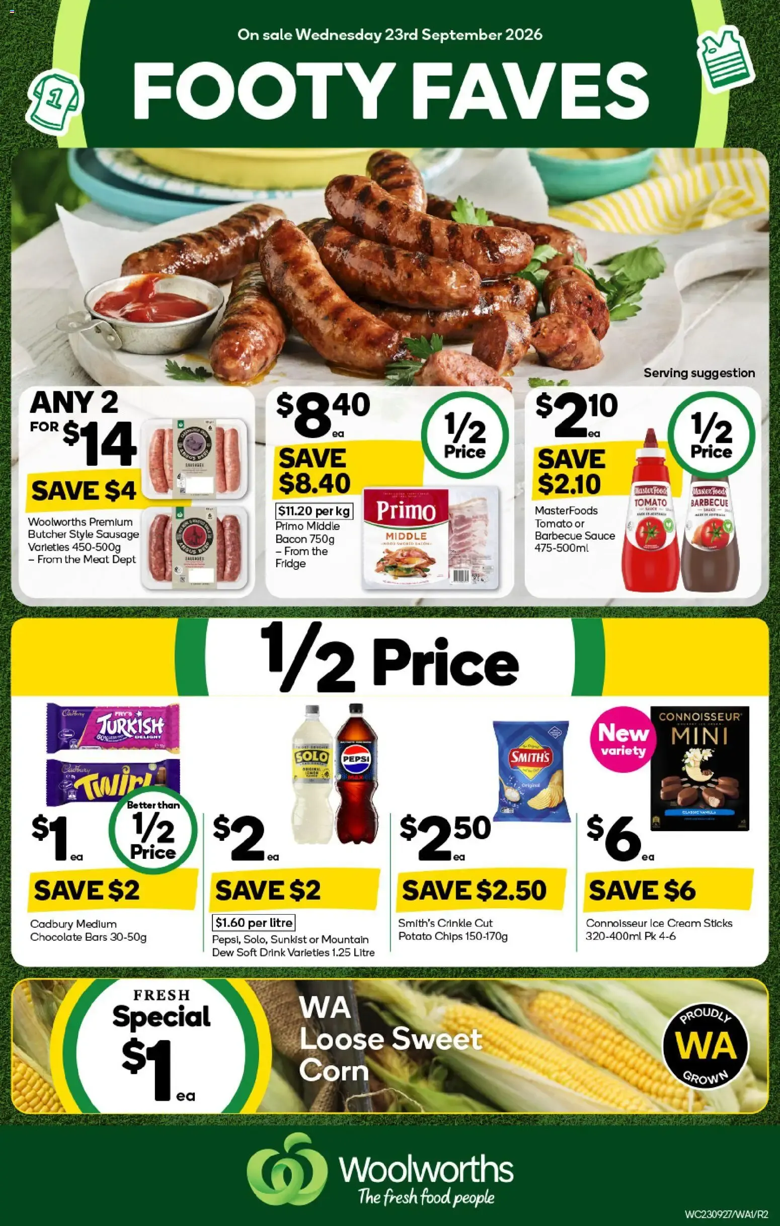 Woolworths - Footy Faves - Catalogue valid from 23 September to 29 September 2026 - page 1