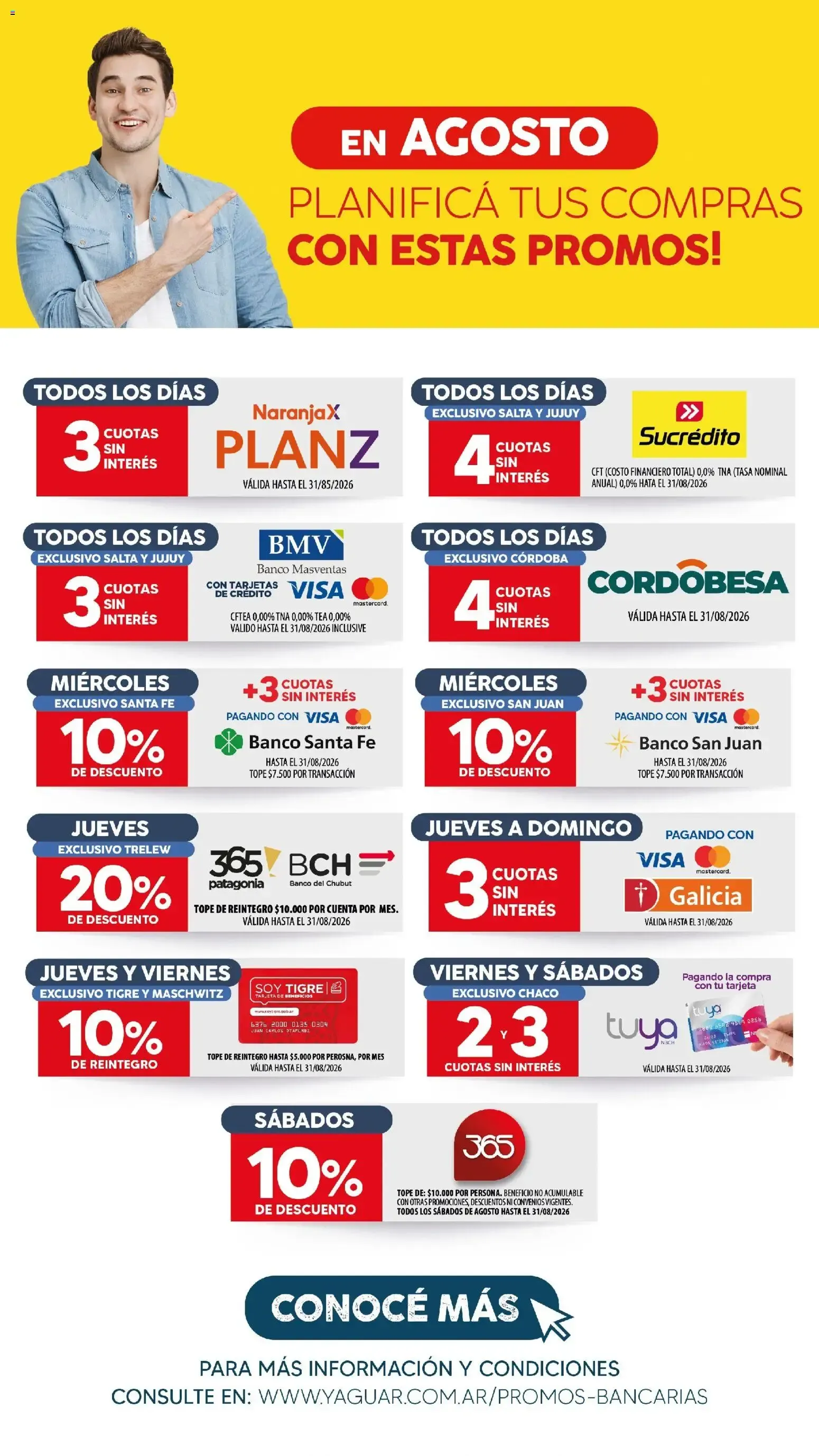 Ofertas de Yaguar: Promociones Bancarias en Agosto 1 de agosto al 31 de agosto 2026 - Página 1 del catálogo