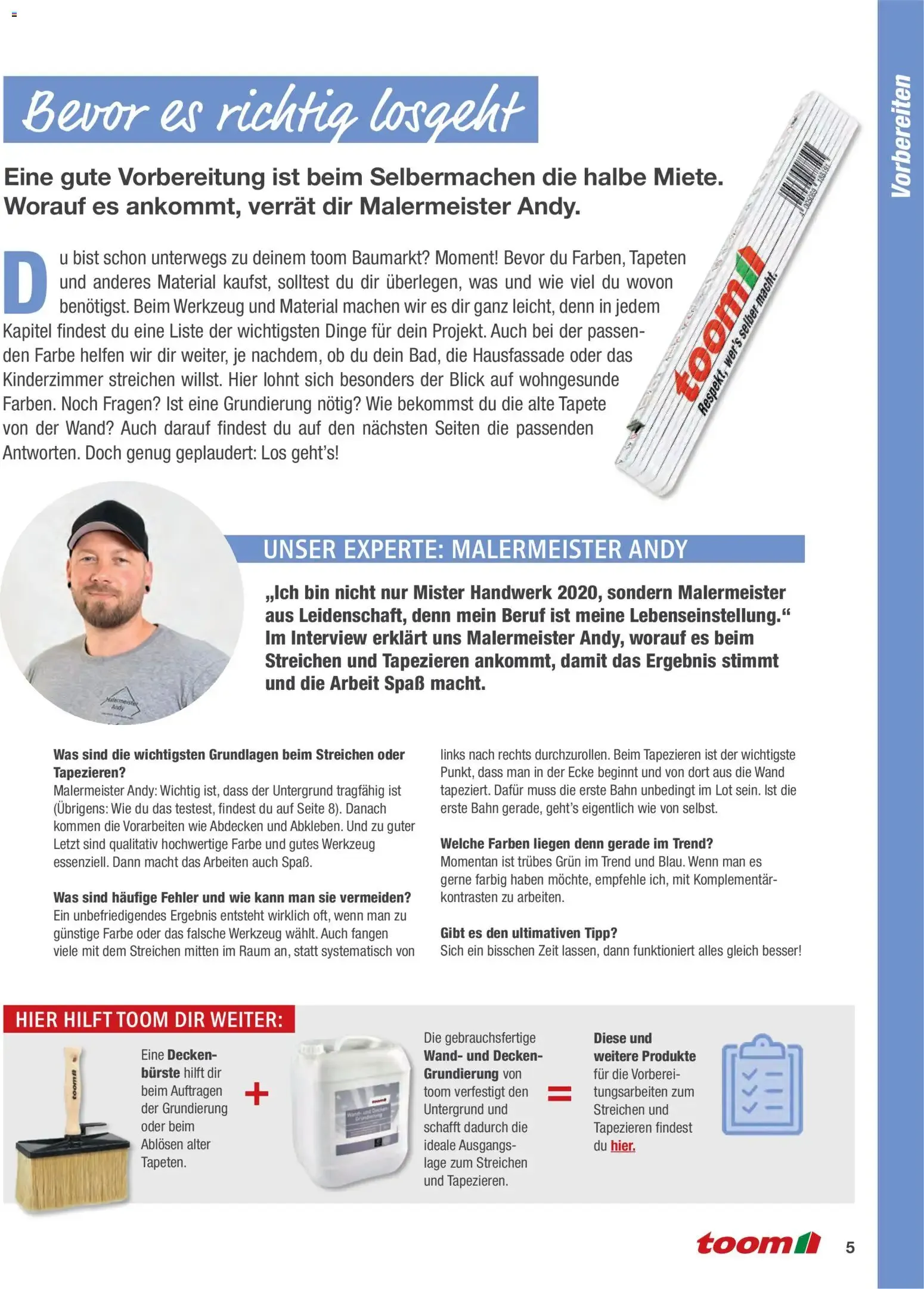 Toom Baumarkt Wände streichen und tapezieren (ab 01.01.2026) zum Blättern von 1. Januar bis 31. Dezember 2026 - Prospekt seite 5