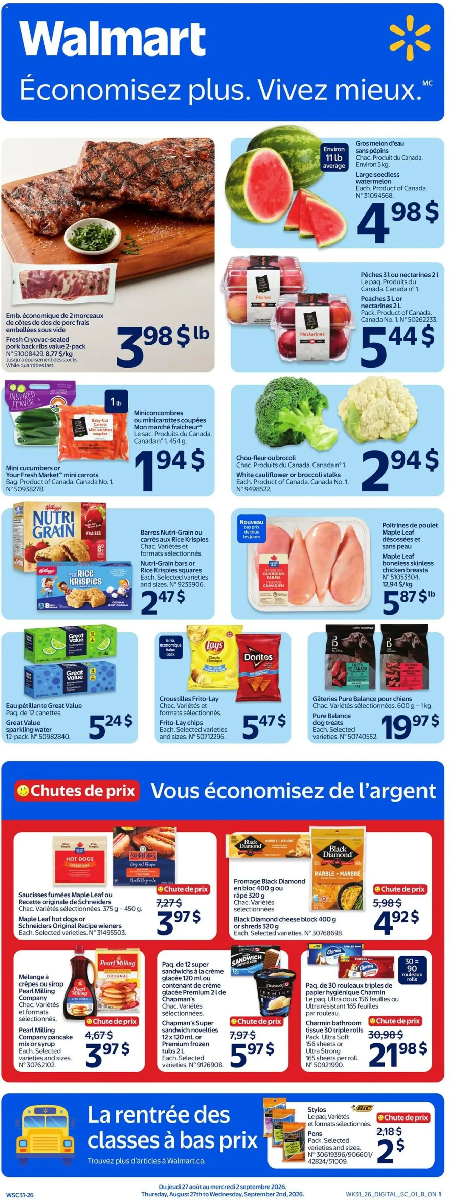 Walmart: Économisez plus. Vivez mieux. y La rentrée des classes. from August 27 to September 2 2026 - flyer page 1