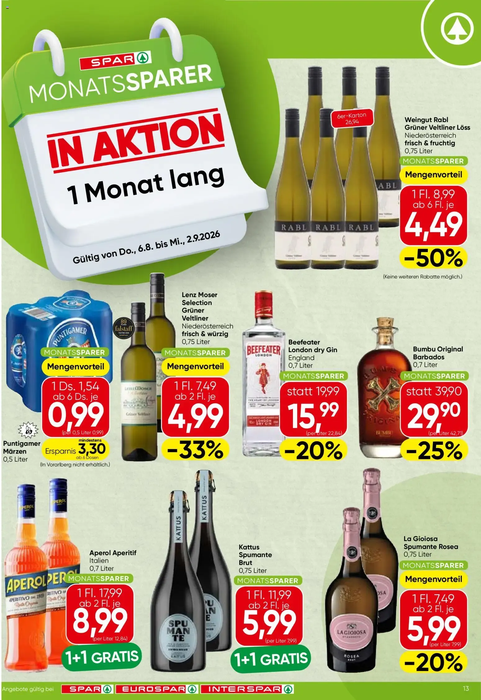 Spar Monatssparer - In Aktion von 6. August bis 2. September 2026 - Flugblätt seite 1