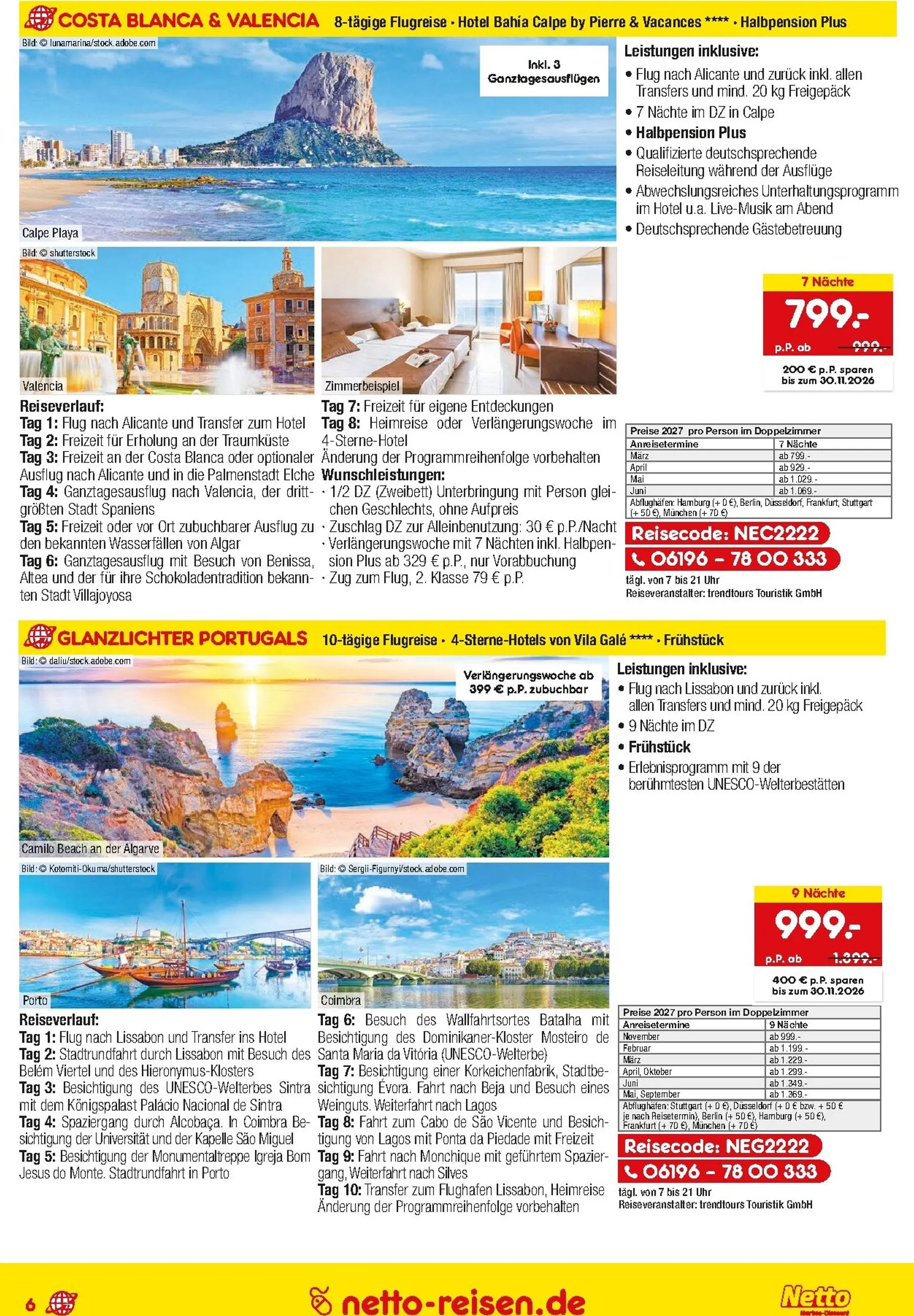 Netto Reisen Sonderausgabe von 15. Oktober bis 31. Oktober 2026 - Prospekt seite 6