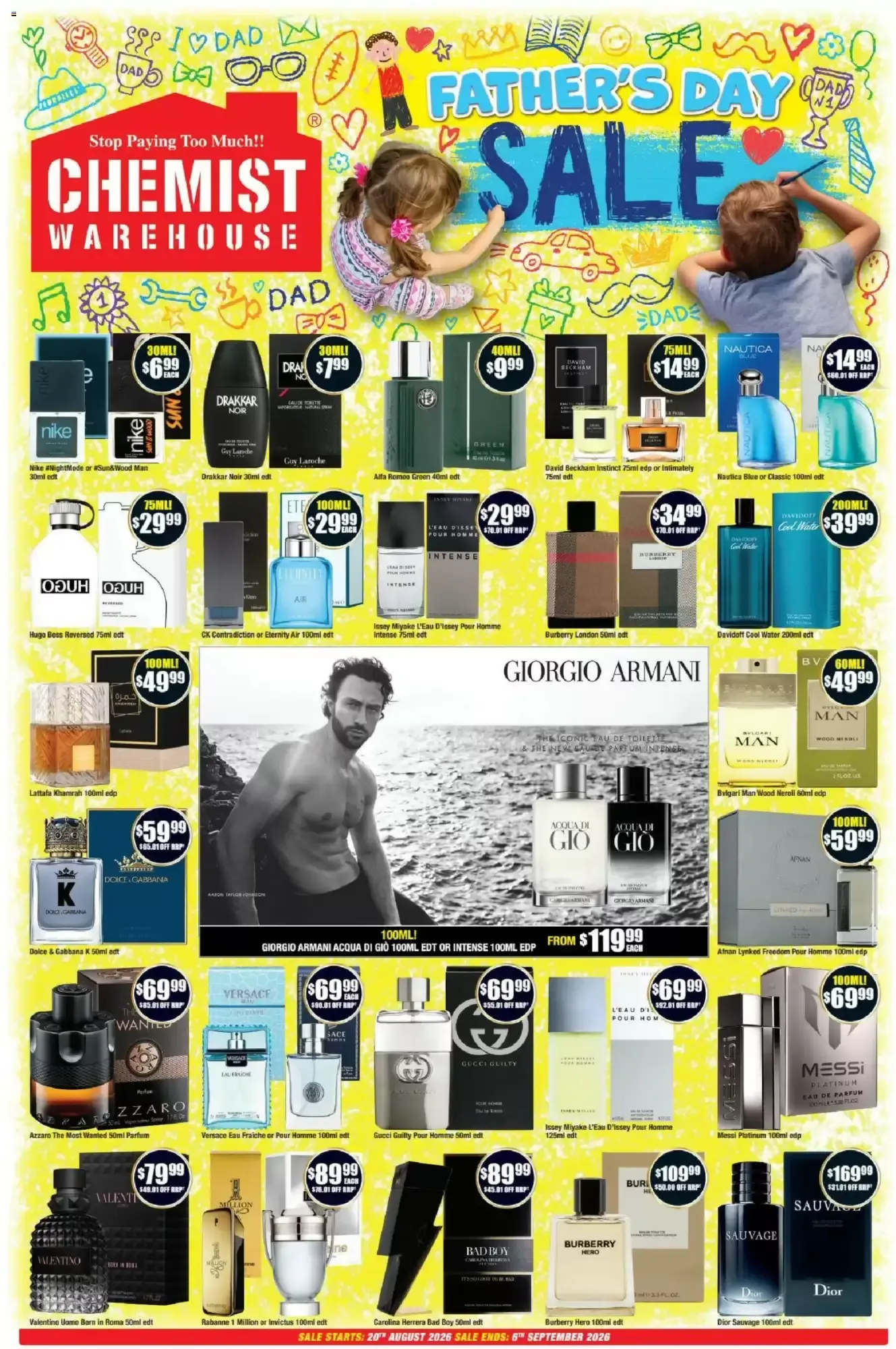 Chemist Warehouse Father's Day Sale - Catalogue valid from 20 August to 6 September 2026 - page 1