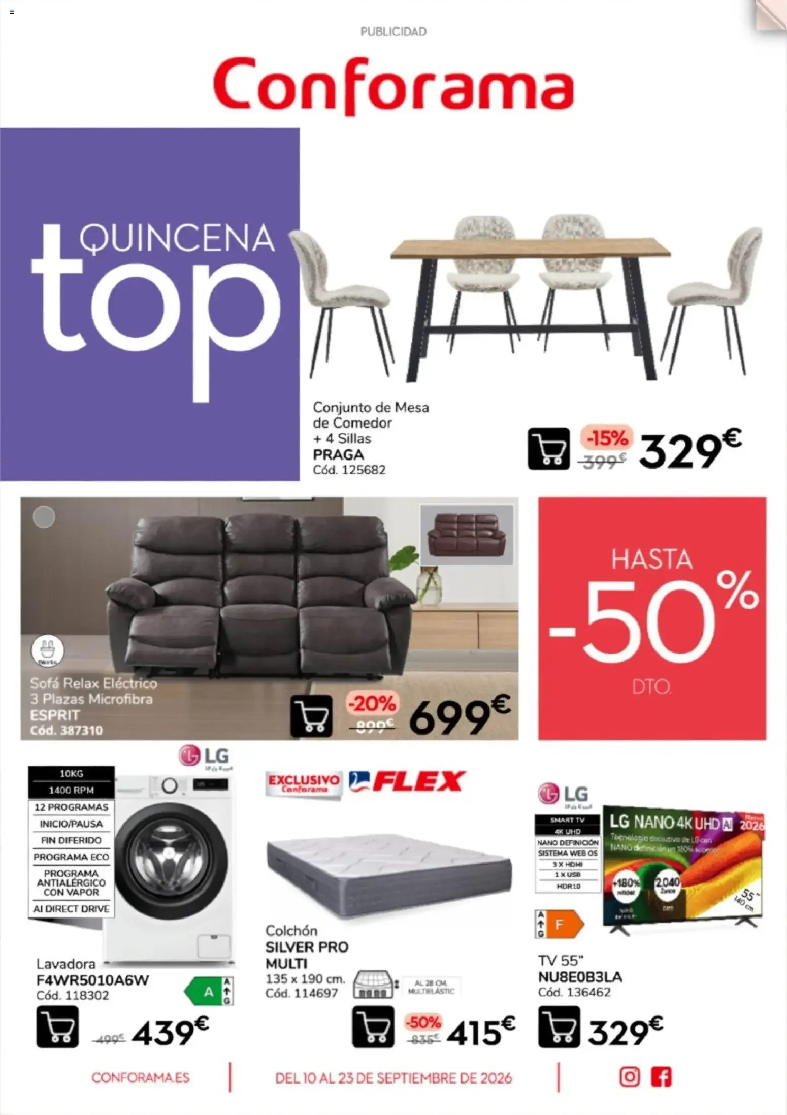 Catálogo de Conforama Quincena top 10/09/2026 - 23/09/2026 10 de septiembre al 23 de septiembre 2026 - Página 1