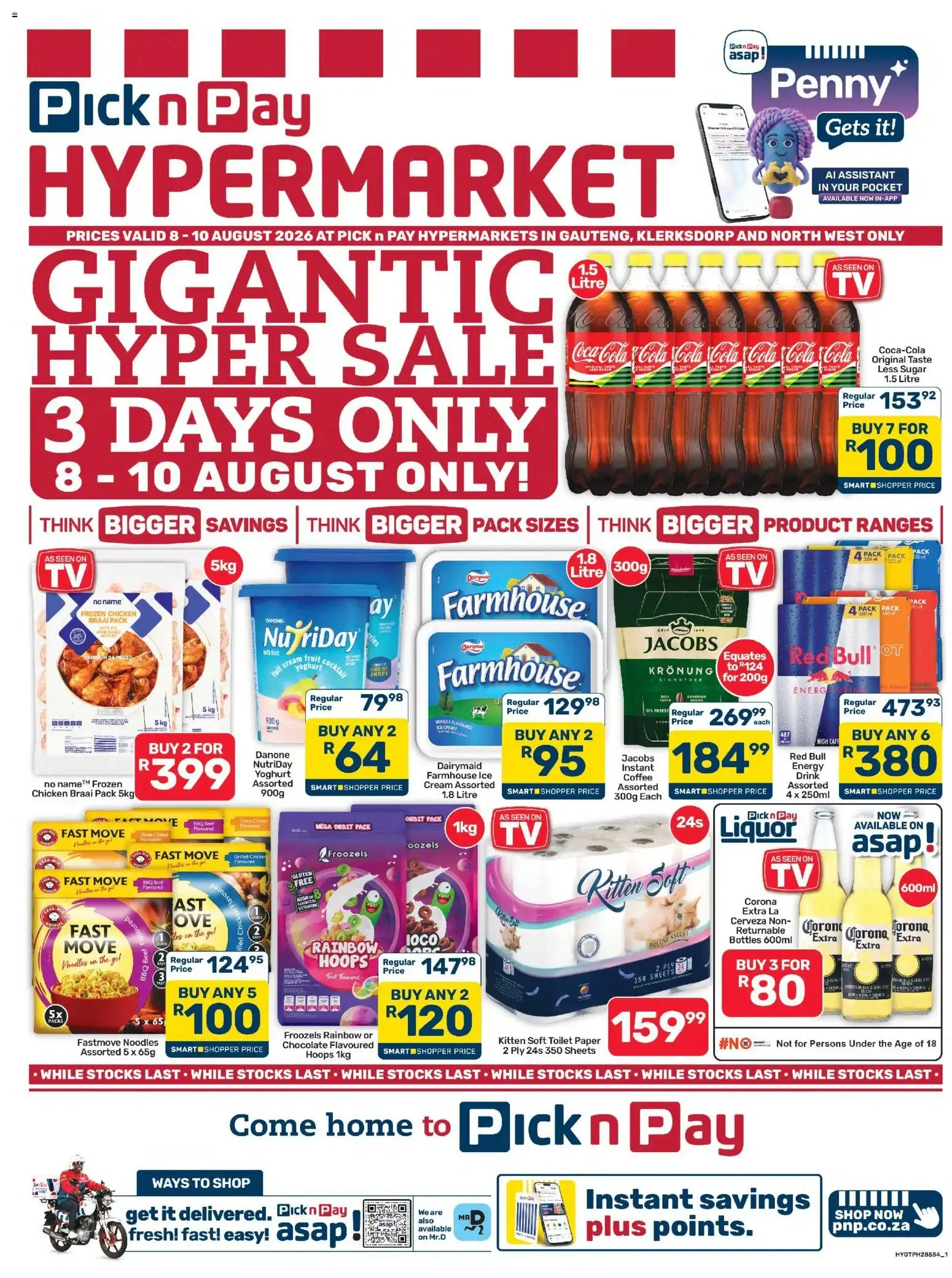 Pick n Pay Inland Provinces - Hypermarket Gigantic Sale Specials (08/08/2026 - 10/08/2026) Online from 8 August to 10 August 2026 - Catalogue Page 1