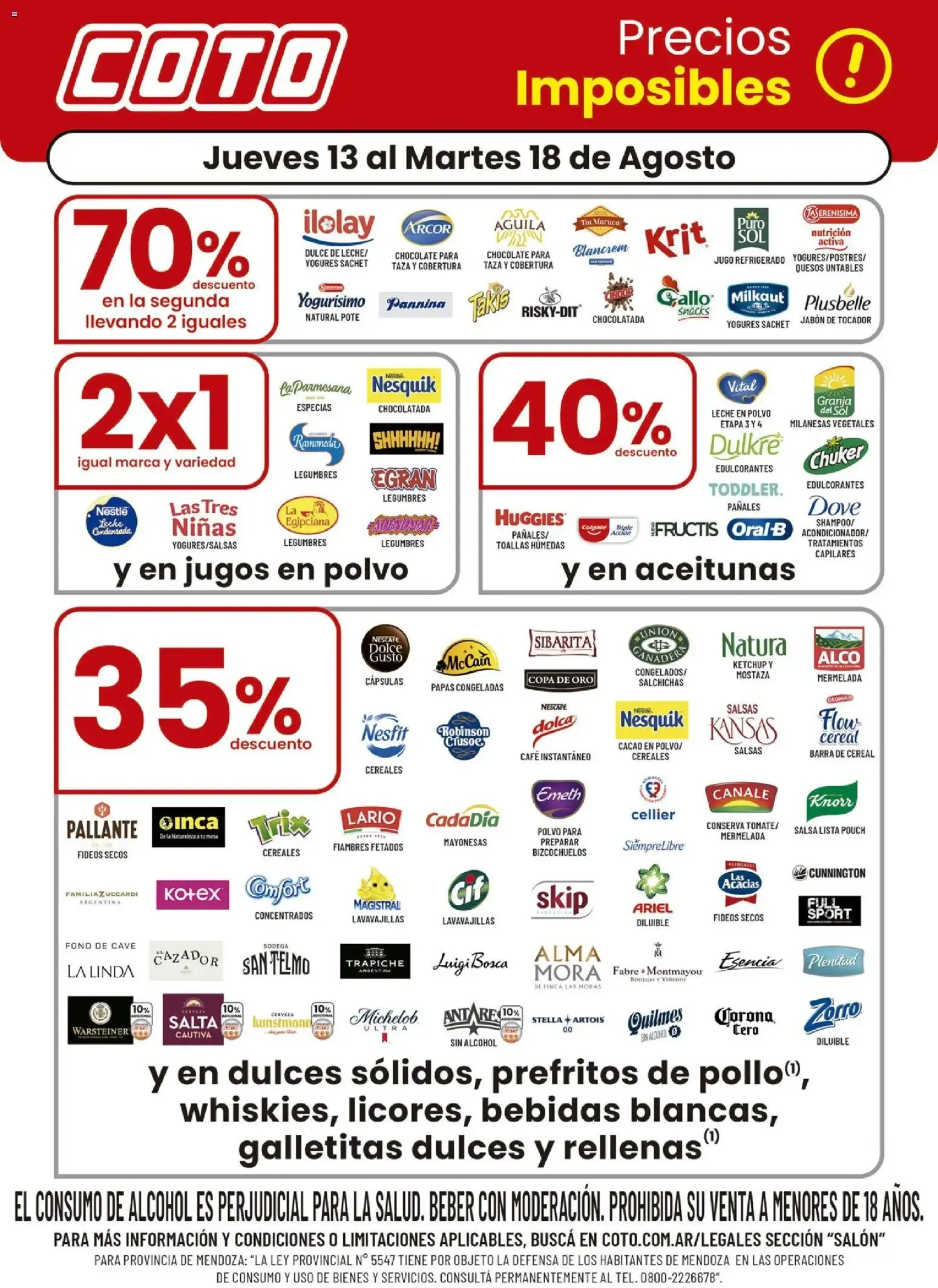Ofertas de Coto Precios Imposibles! Jueves 13 al Martes 18 de Agosto 13 de agosto al 18 de agosto 2026 - Página 1 del catálogo