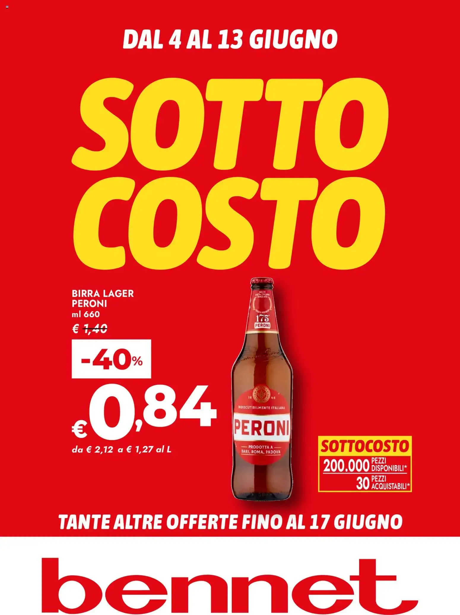 Bennet Sotto Costo da 4 giugno a 13 giugno di 2026 - Pagina del volantino 1