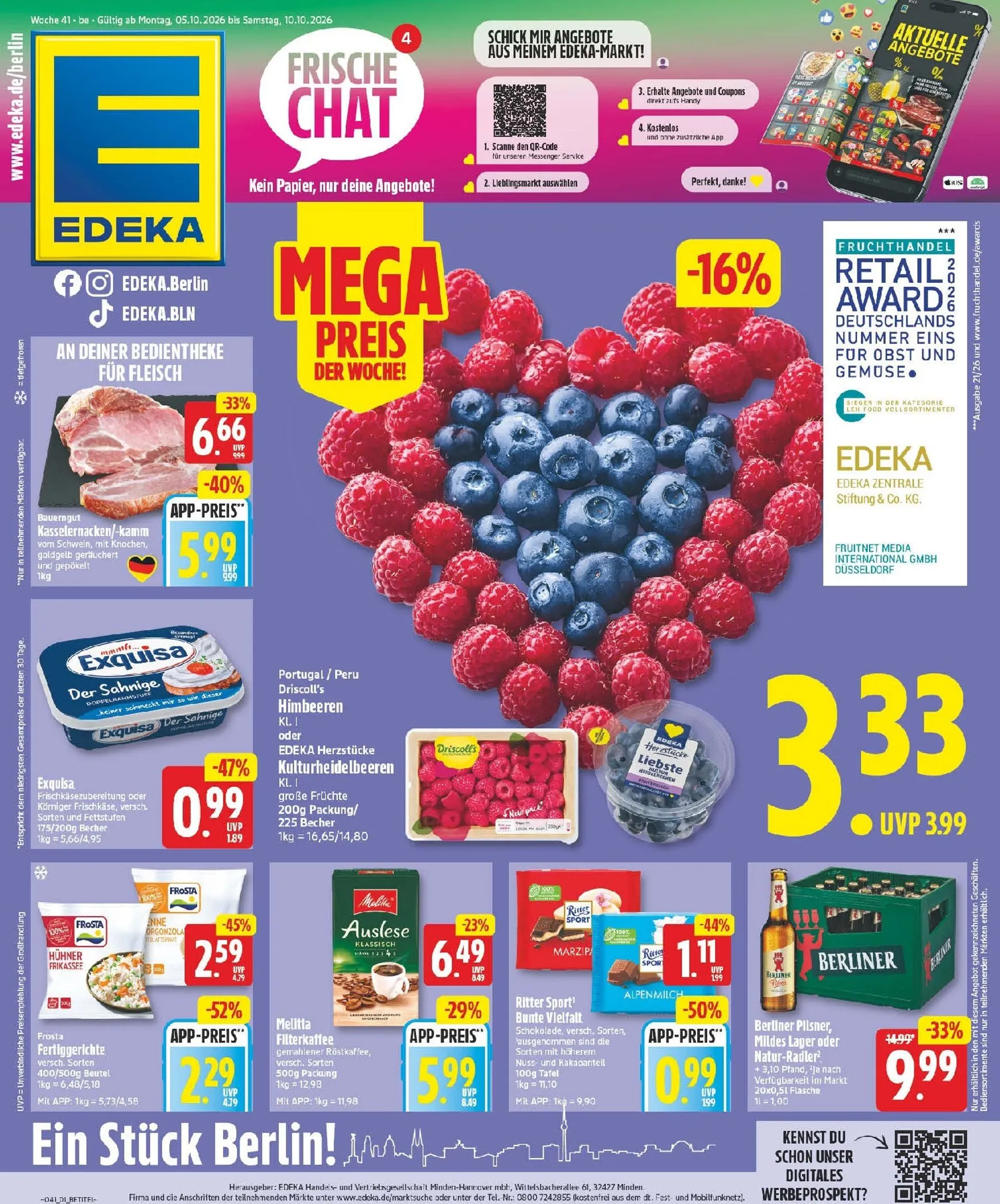 Edeka Prospekt nächste Woche – von Montag 05.10.2026 bis Samstag 10.10.2026 von 5. Oktober bis 10. Oktober 2026 - Prospekt seite 1