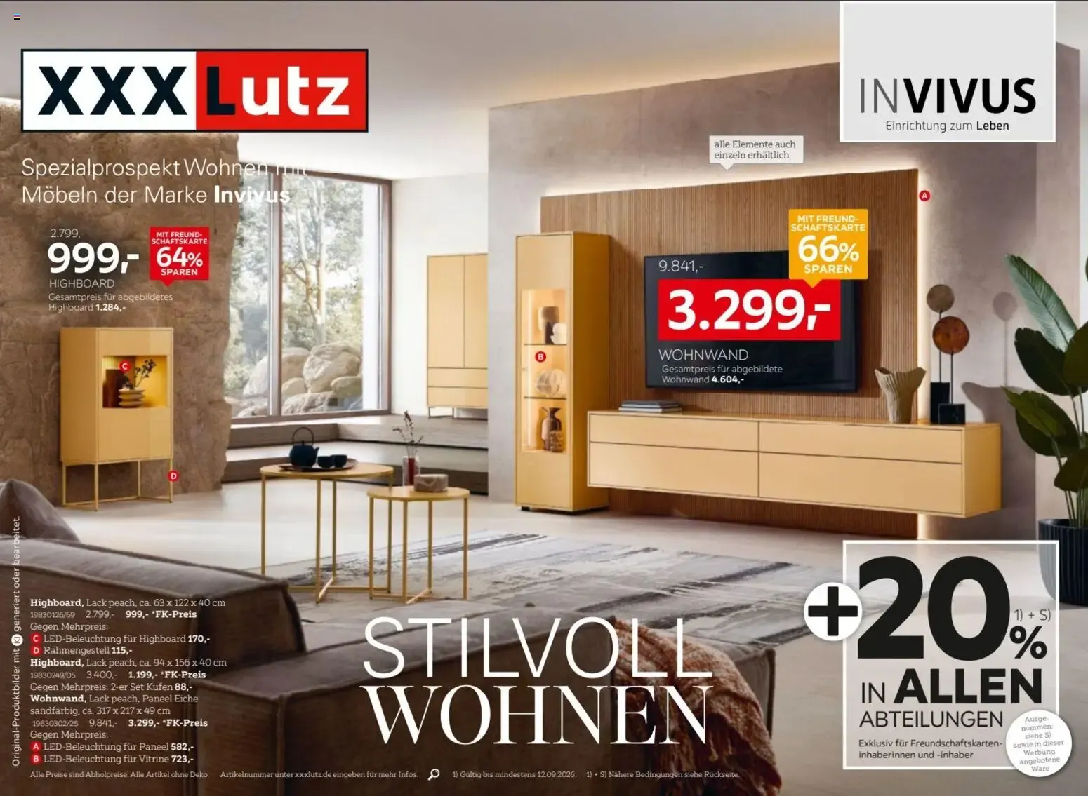 XXXLutz Spezialprospekt Wohnen mit Möbeln der Marke Invivus von 29. August bis 12. September 2026 - Prospekt seite 1