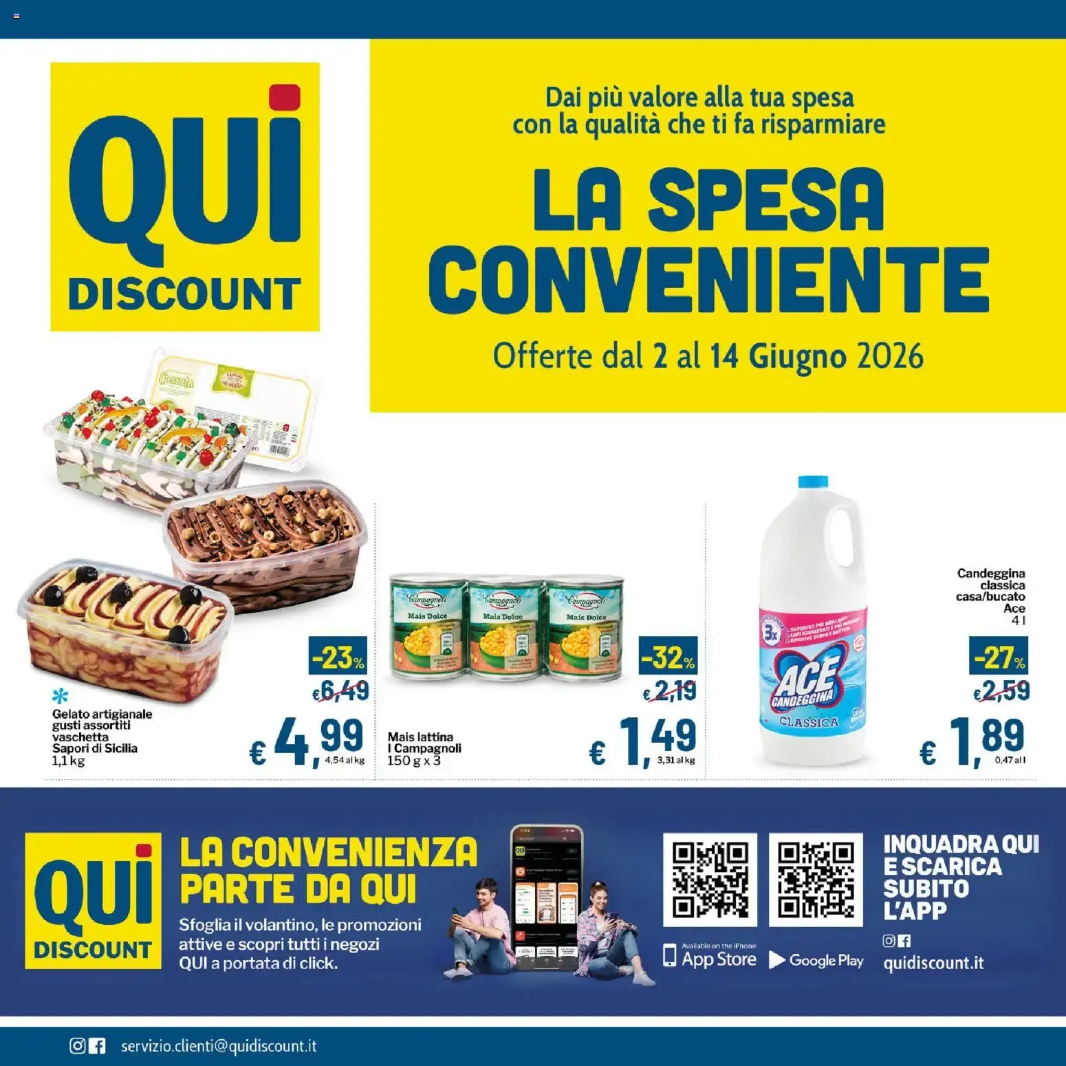 Qui Discount volantino dal 02/06/2026 - online Offerte da 2 giugno a 14 giugno di 2026 - Pagina del volantino 1