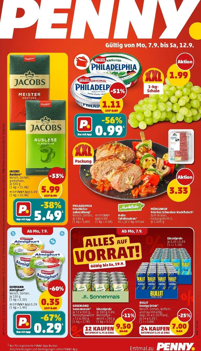 PENNY Prospekt nächste Woche – von Montag 07.09.2026 bis Samstag 12.09.2026 von 7. September bis 12. September 2026 - Prospekt seite 1