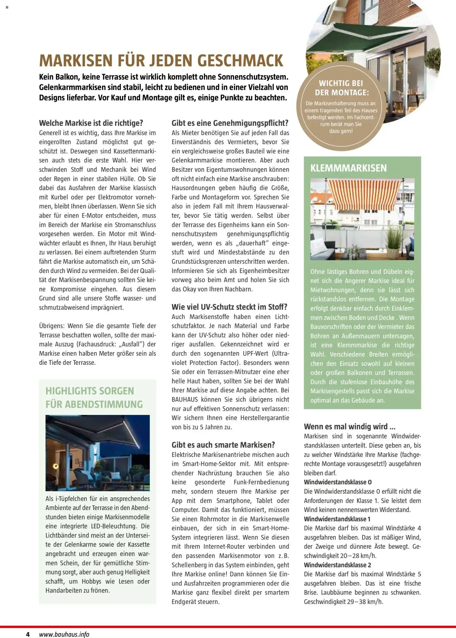 Bauhaus Markisen (ab 30.06.2026) zum Blättern von 30. Juni bis 31. Dezember 2026 - Prospekt seite 4